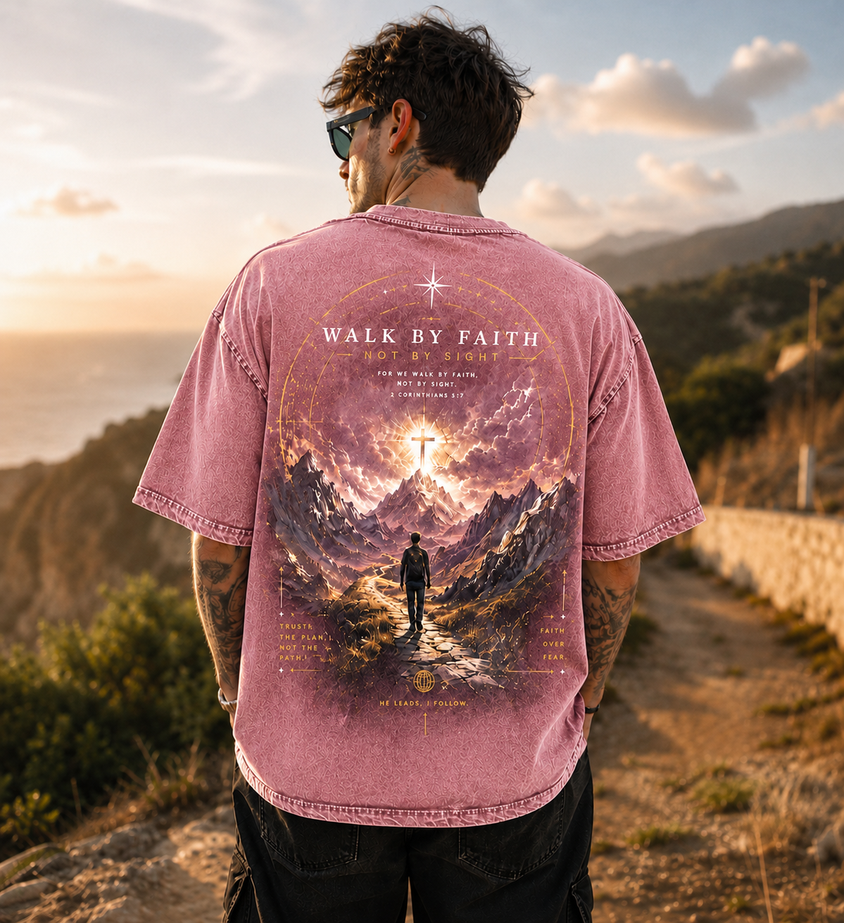 Walk by Faith Vintage Graphic T-Shirt – Unisex Washed Tee
