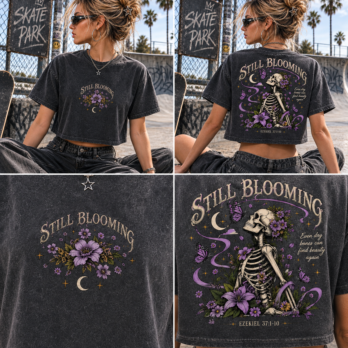 Still Blooming Skeleton – Vintage Wash Crop Tee