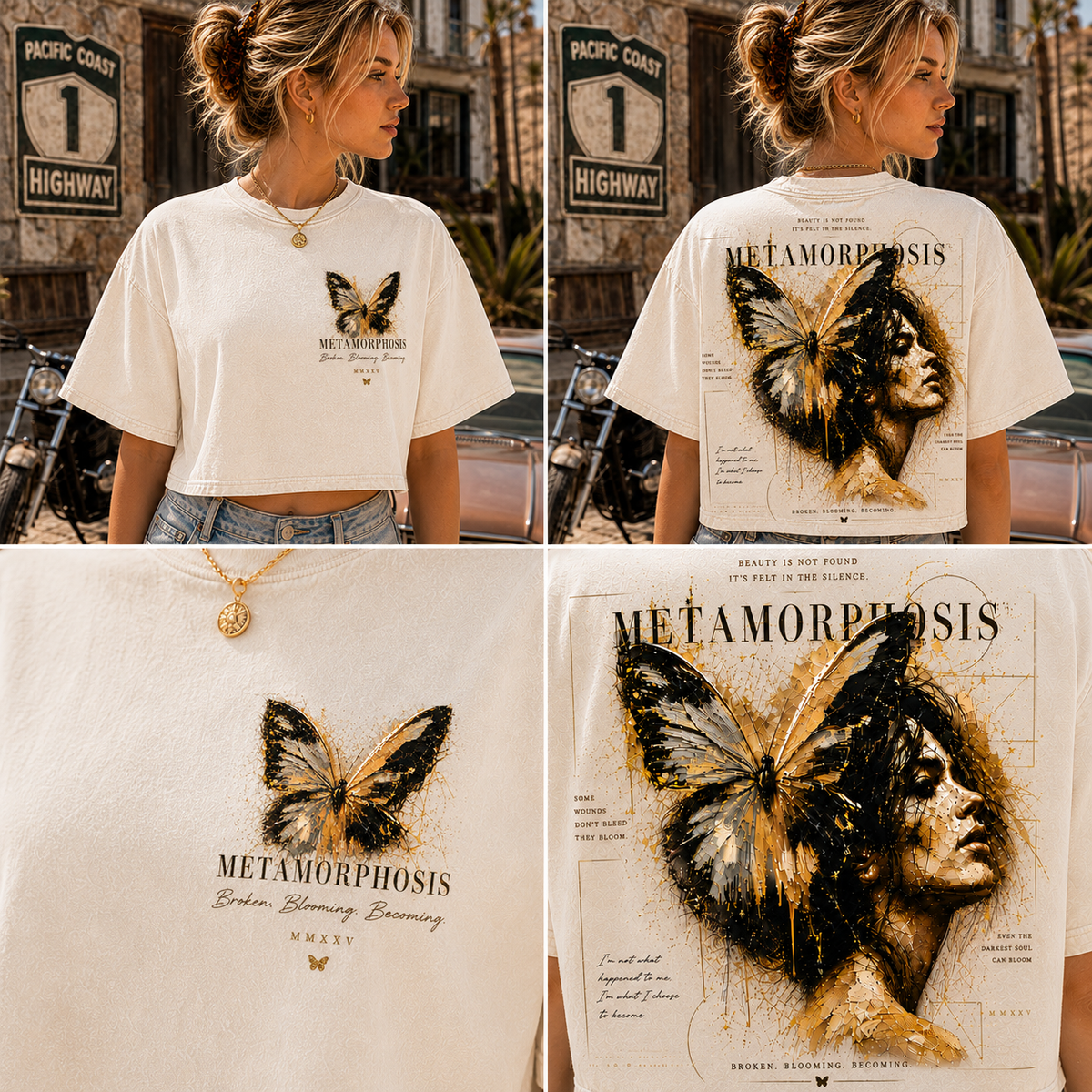 Metamorphosis Butterfly Vintage Crop Top