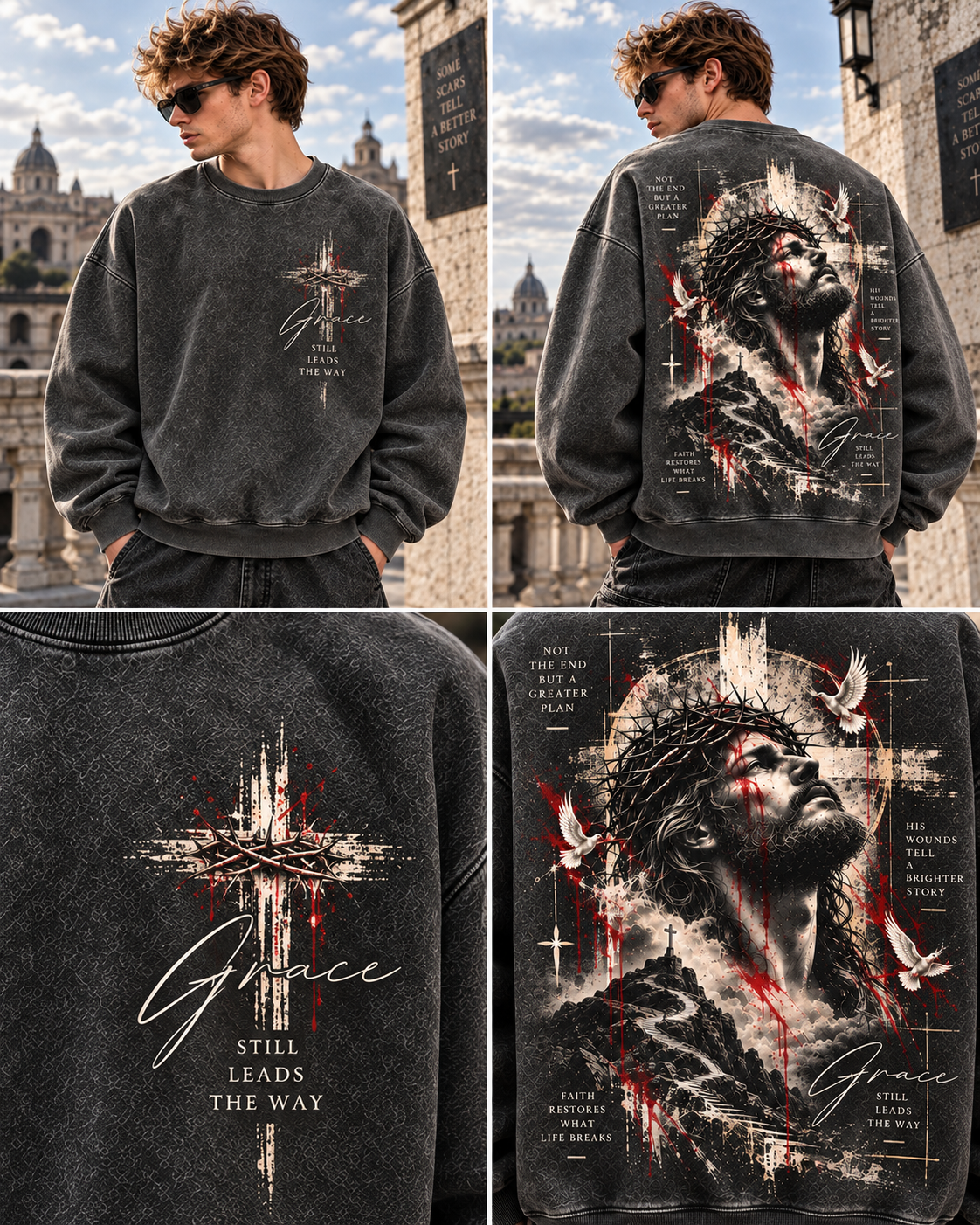 Grace Still Leads The Way – Vintage Faith Washed Sweatshirt