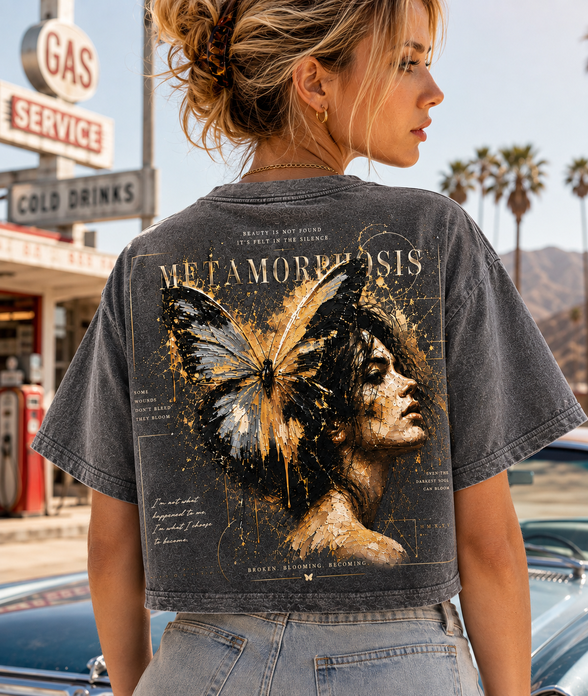 Metamorphosis Butterfly Vintage Crop Top