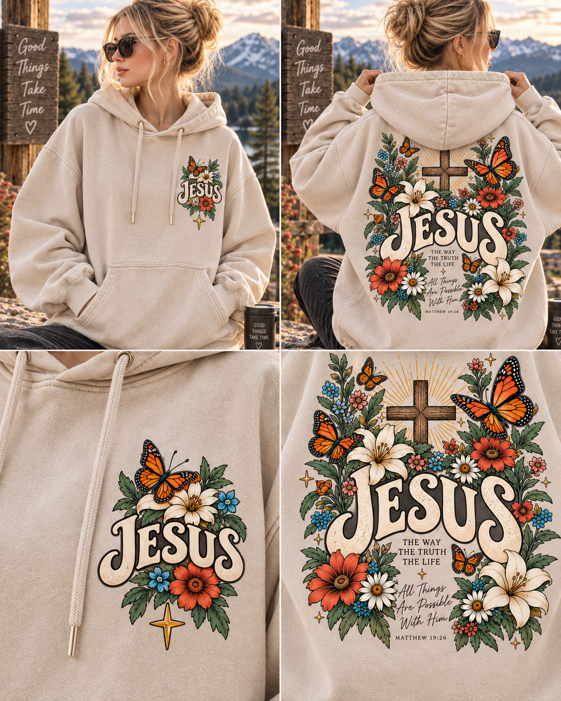 Faith Over Fear – Vintage Jesus Floral Hoodie
