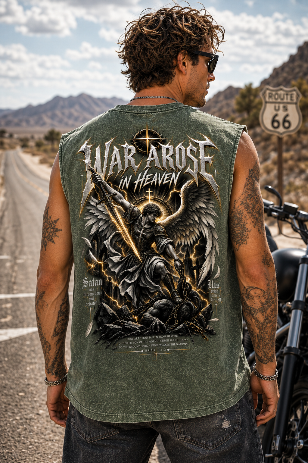 War Arise In Heaven – Vintage Angel Warrior Washed Tank Top