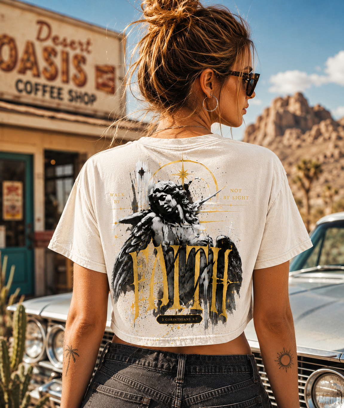 Faith Angel Crop Top – Vintage Faith Graphic Tee