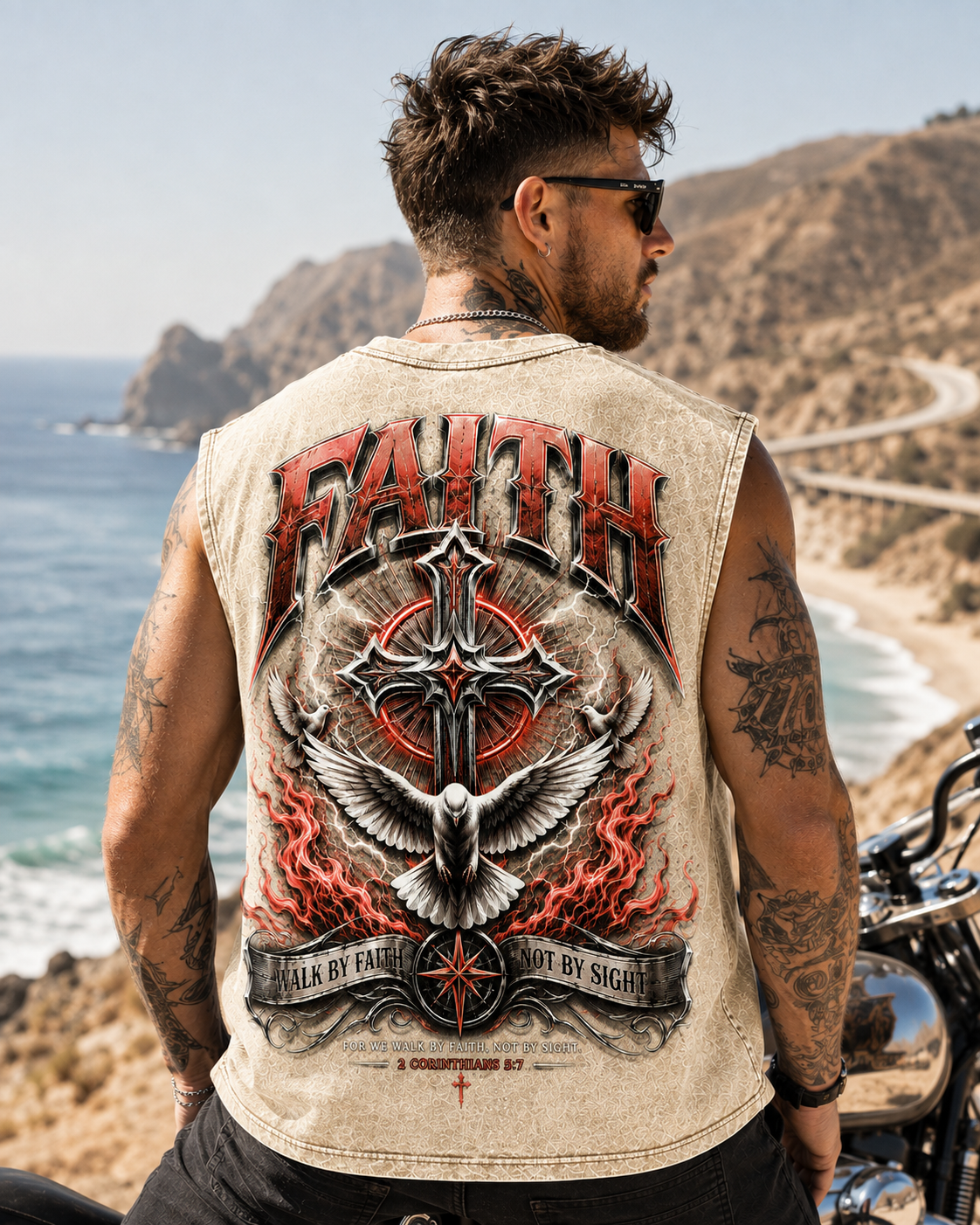 FAITH Washed Black Muscle Tee