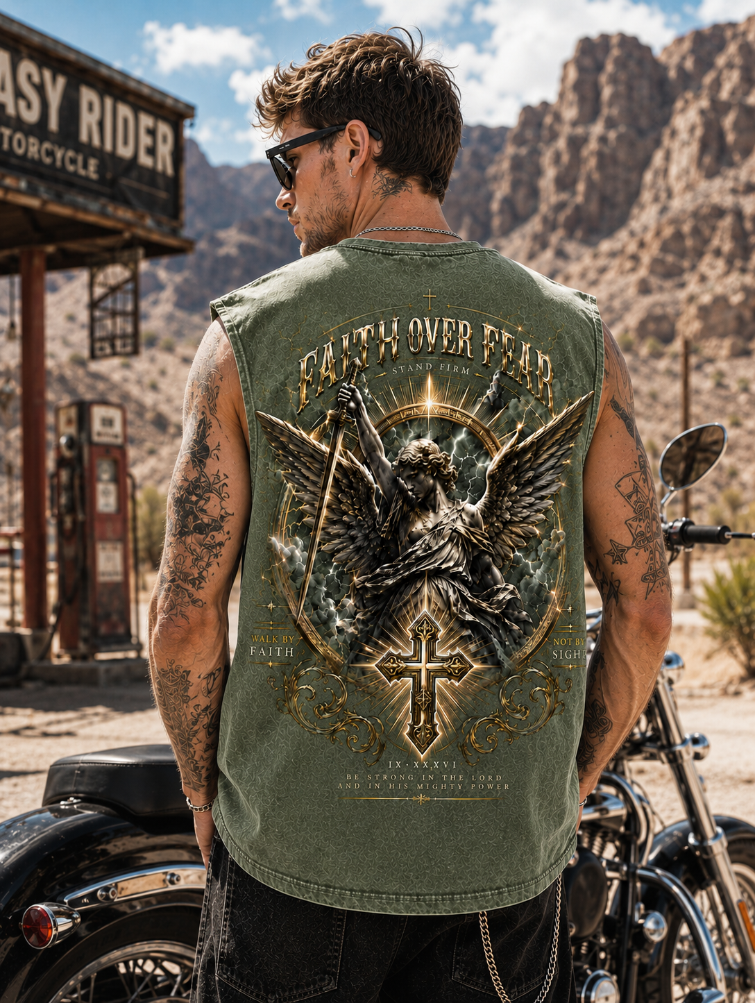 Faith Over Fear – Vintage Angel Washed Tank Top
