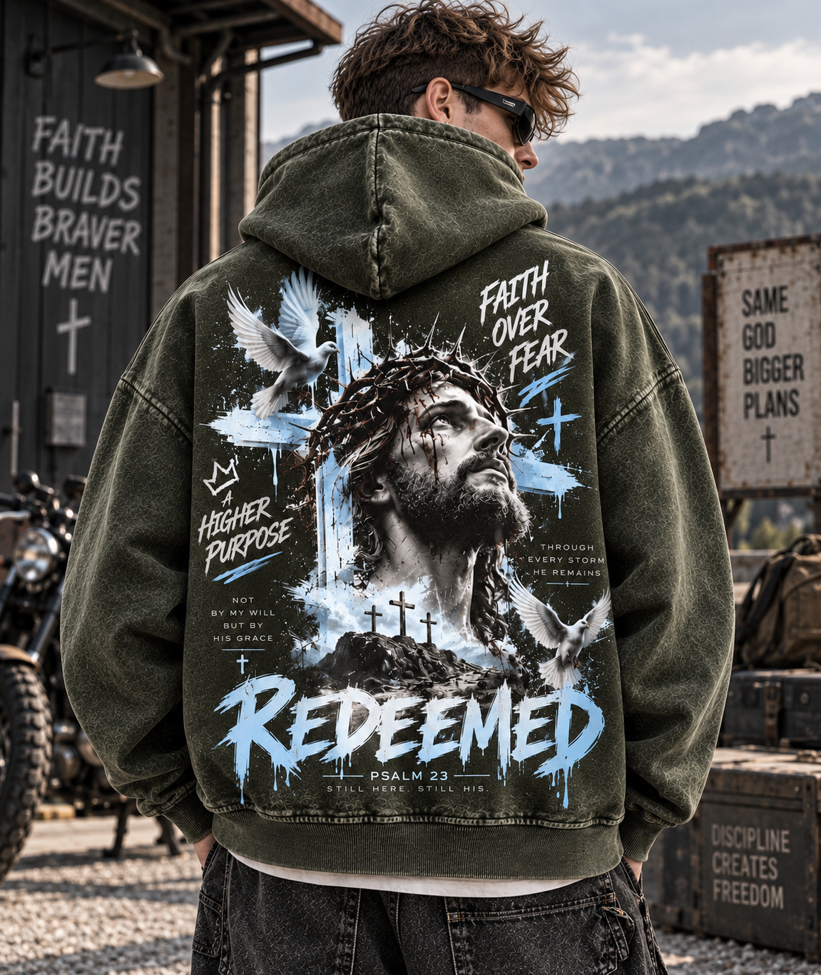 ⭐ Redeemed Faith Hoodie – Vintage Christian Streetwear
