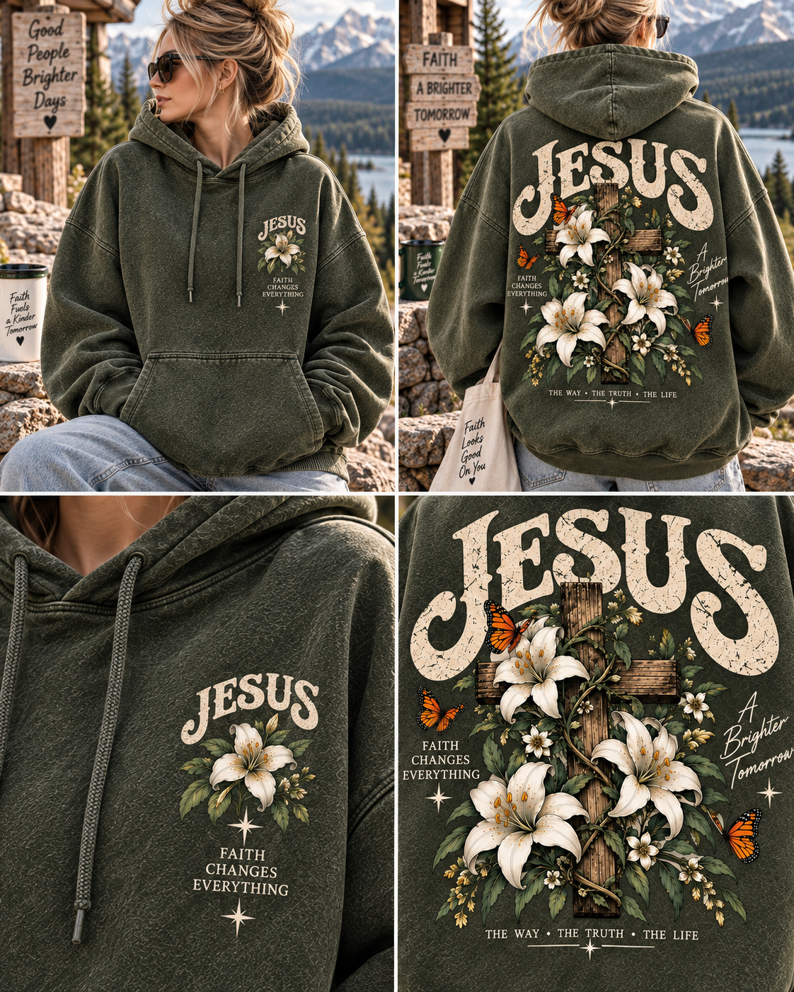 Jesus Floral Faith Hoodie – Vintage Christian Design