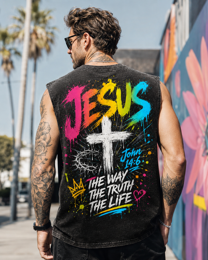 JESUS Graffiti Faith Wash Tank – The Way, The Truth, The Life