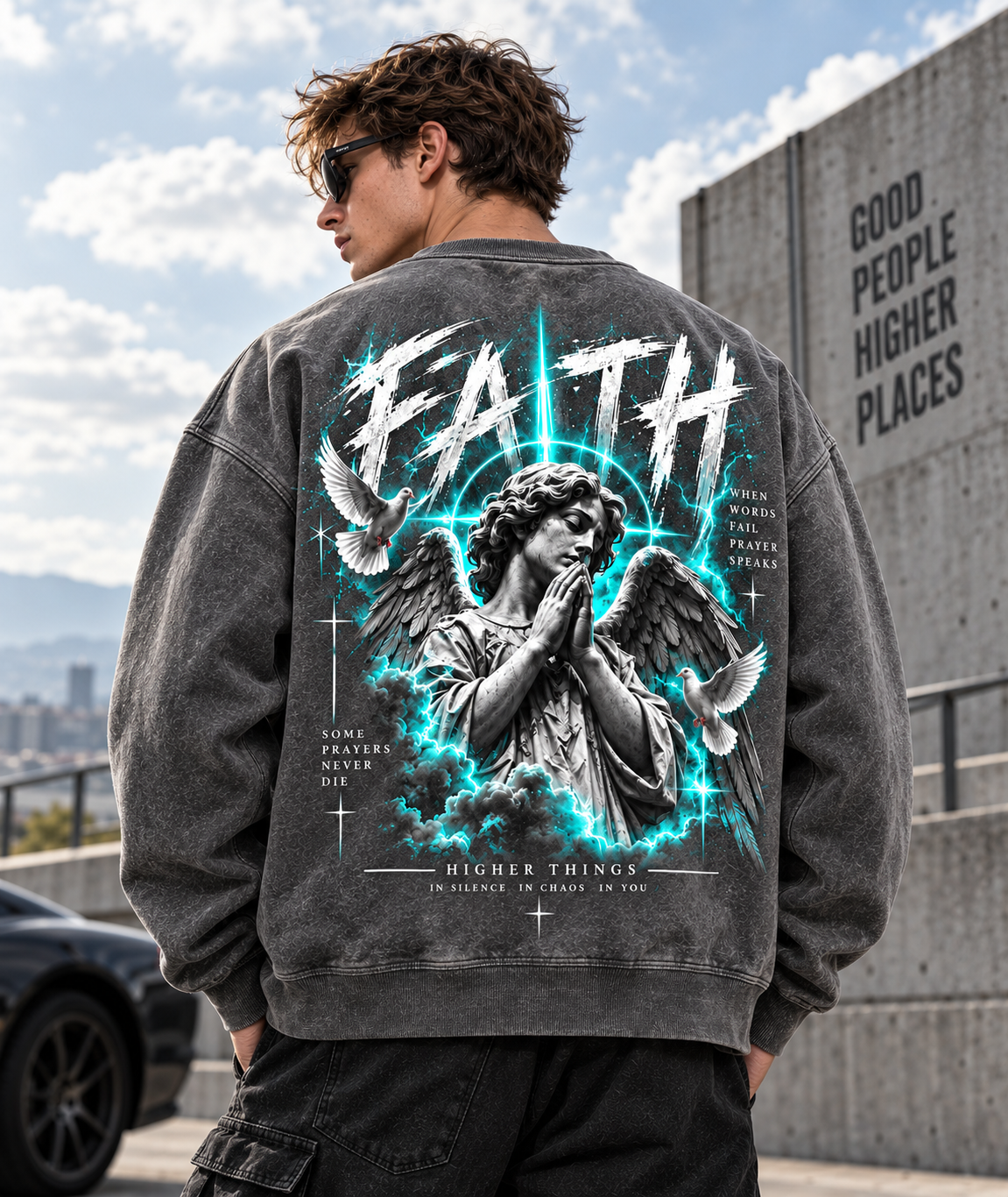 FAITH ANGEL – Higher Things Washed Sweatshirt
