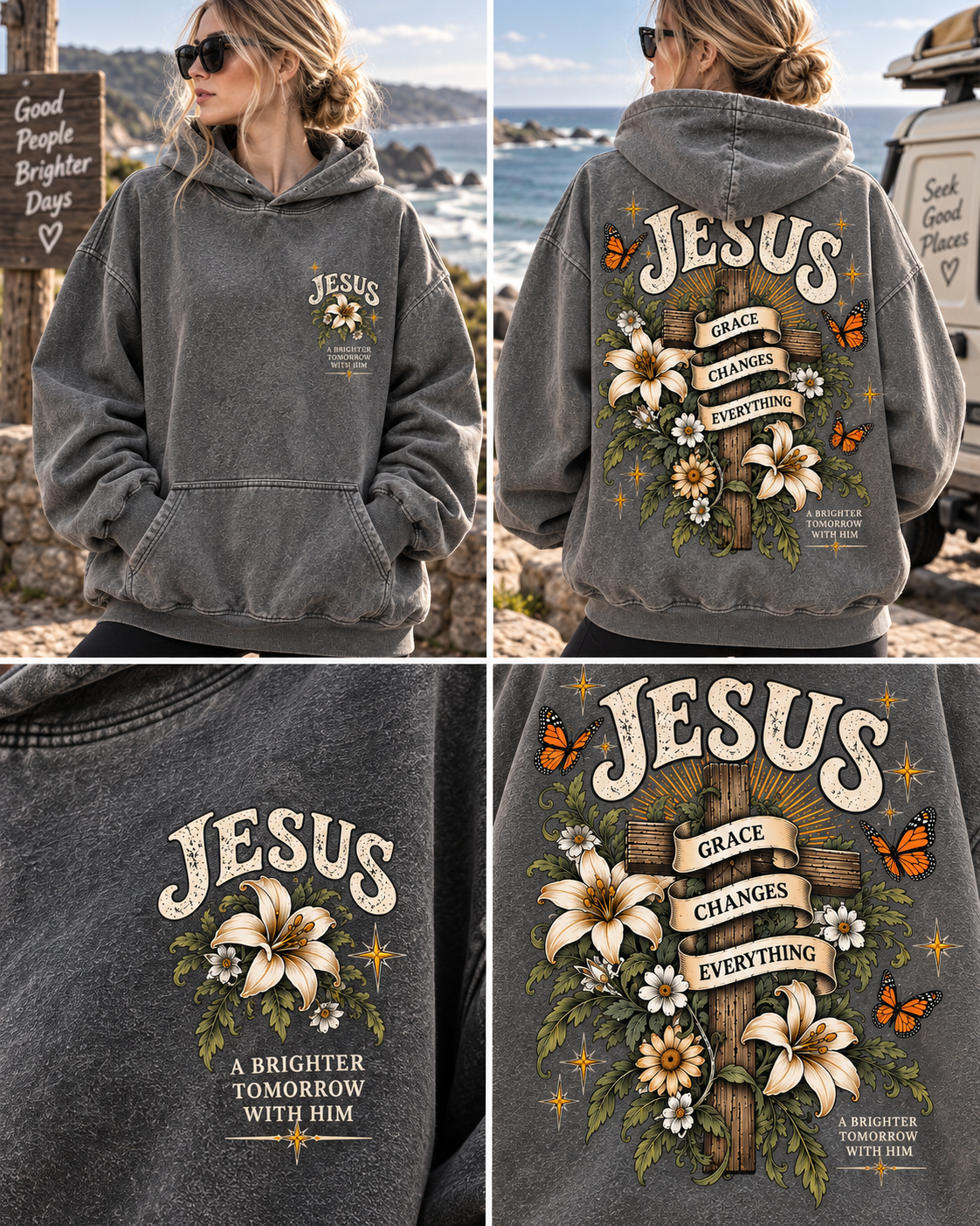 Jesus Grace Changes Everything – Vintage Christian Hoodie
