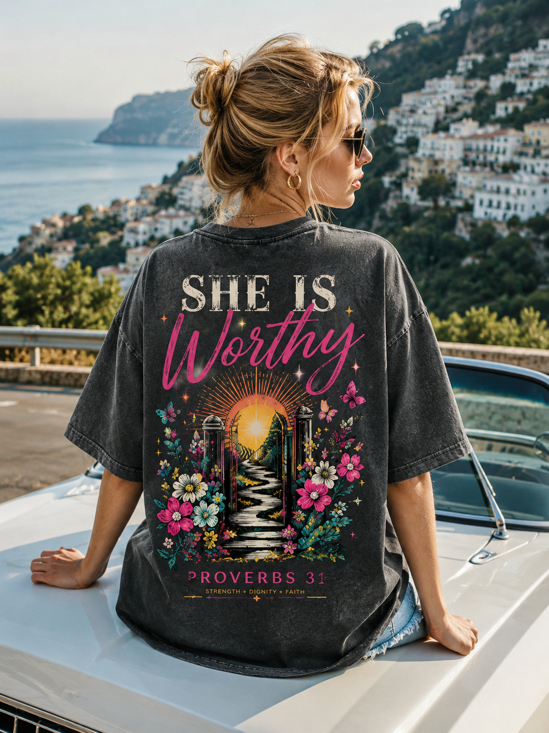 She Is Worthy Tee – Vintage Christian Streetwear