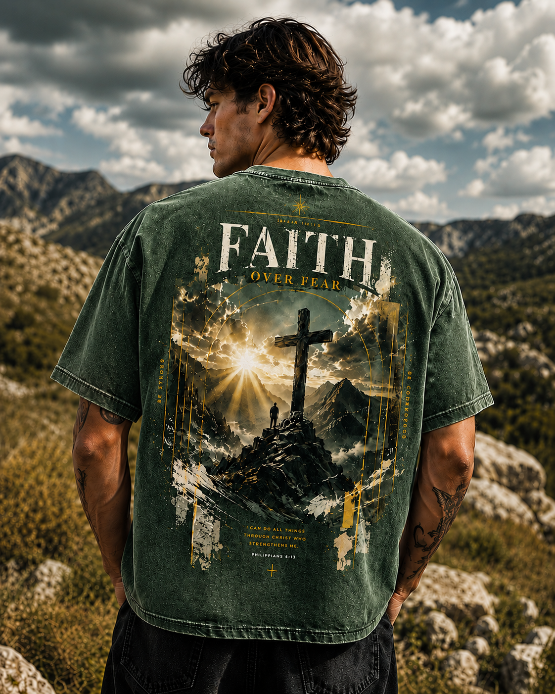 Faith Over Fear Vintage Graphic T-Shirt – Unisex Washed Tee