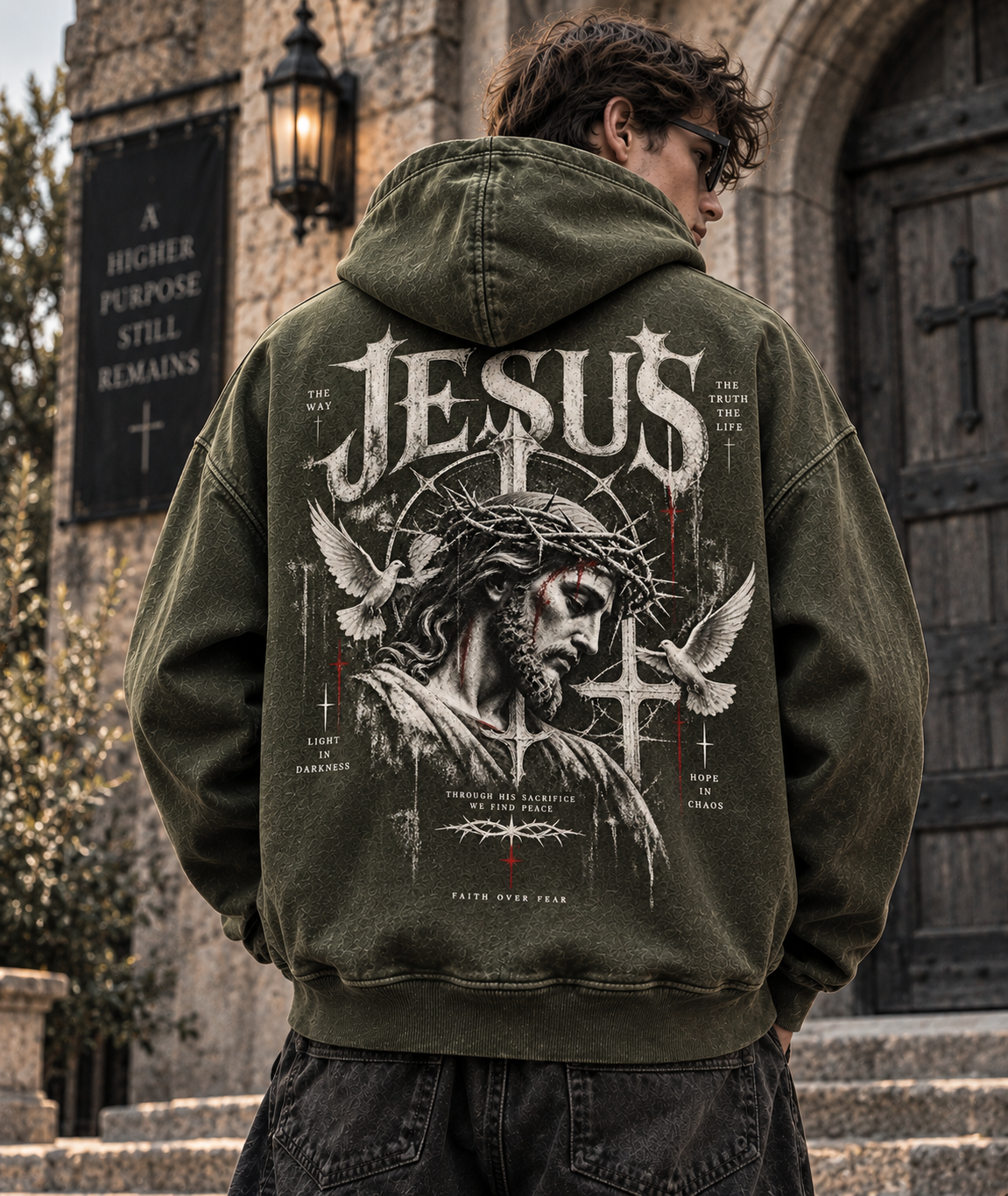 JESUS Faith Over Fear – Vintage Washed Hoodie