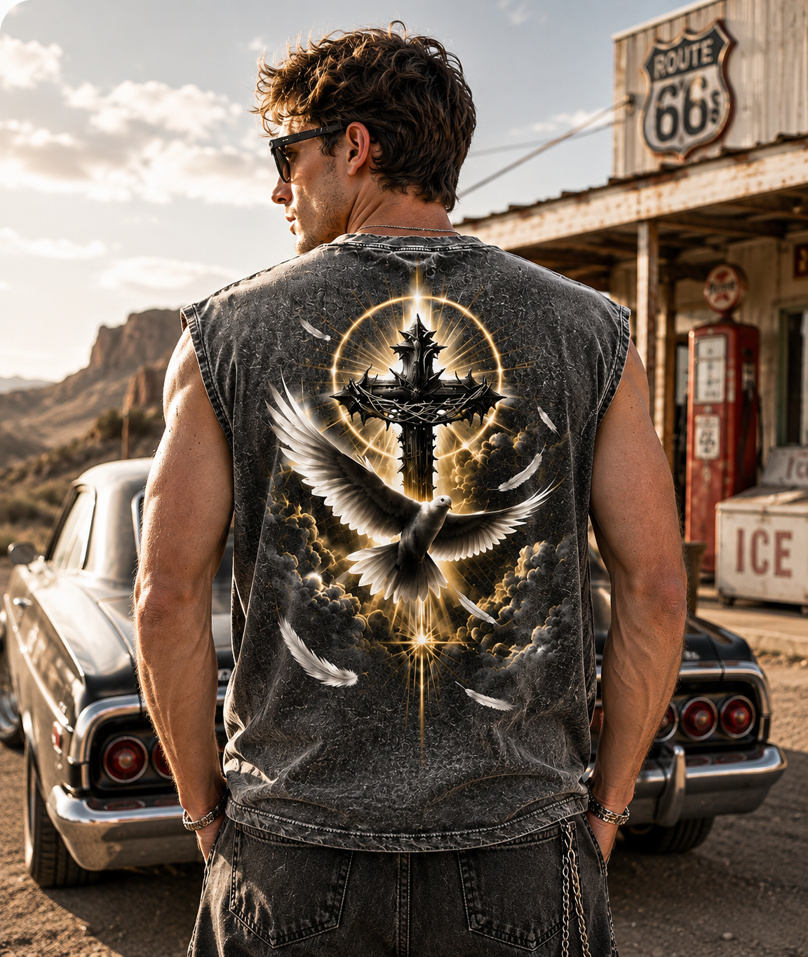 Faith Over Fear – Washed Black Muscle Tee