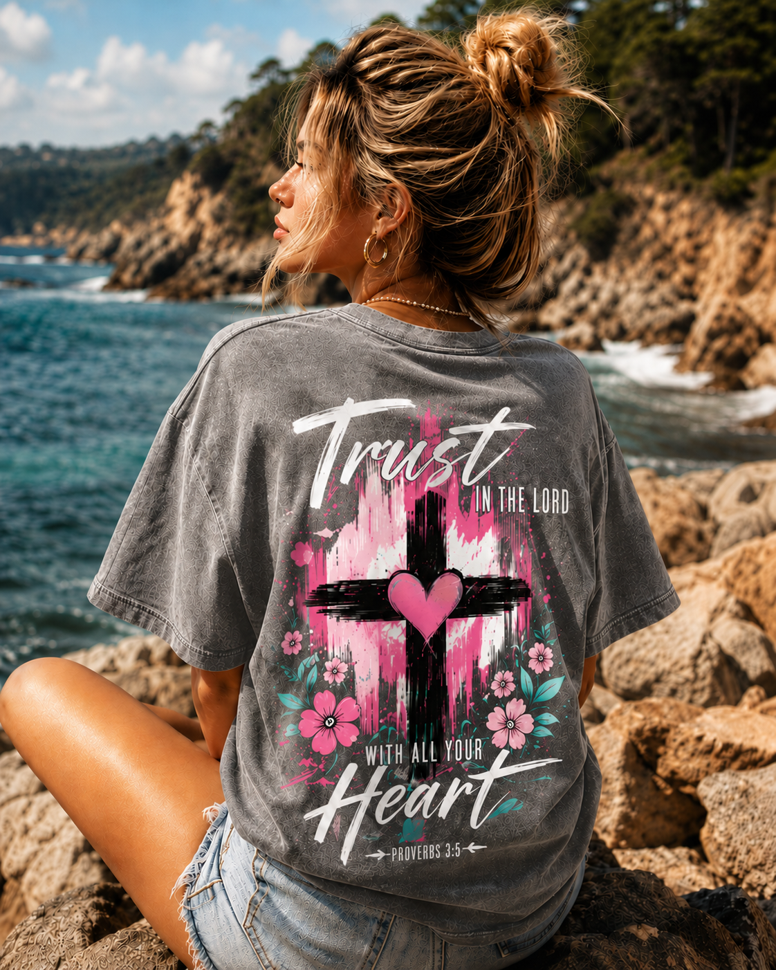 Trust in the Lord Heart Cross Tee – Vintage Washed T-Shirt