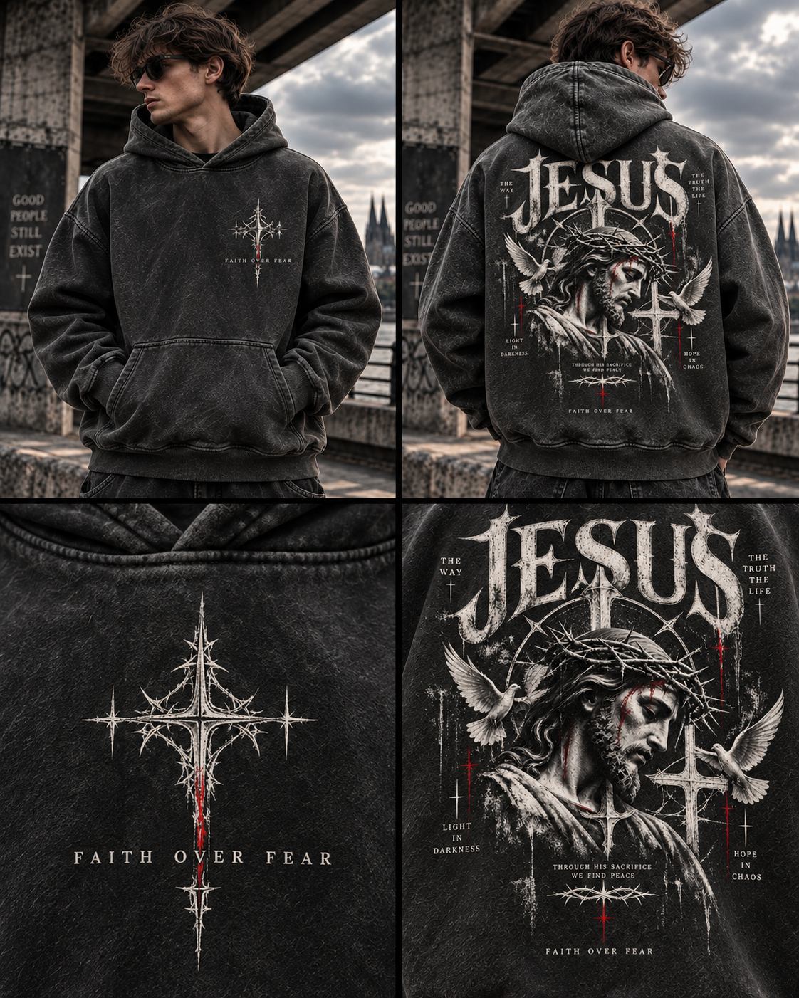JESUS Faith Over Fear – Vintage Washed Hoodie