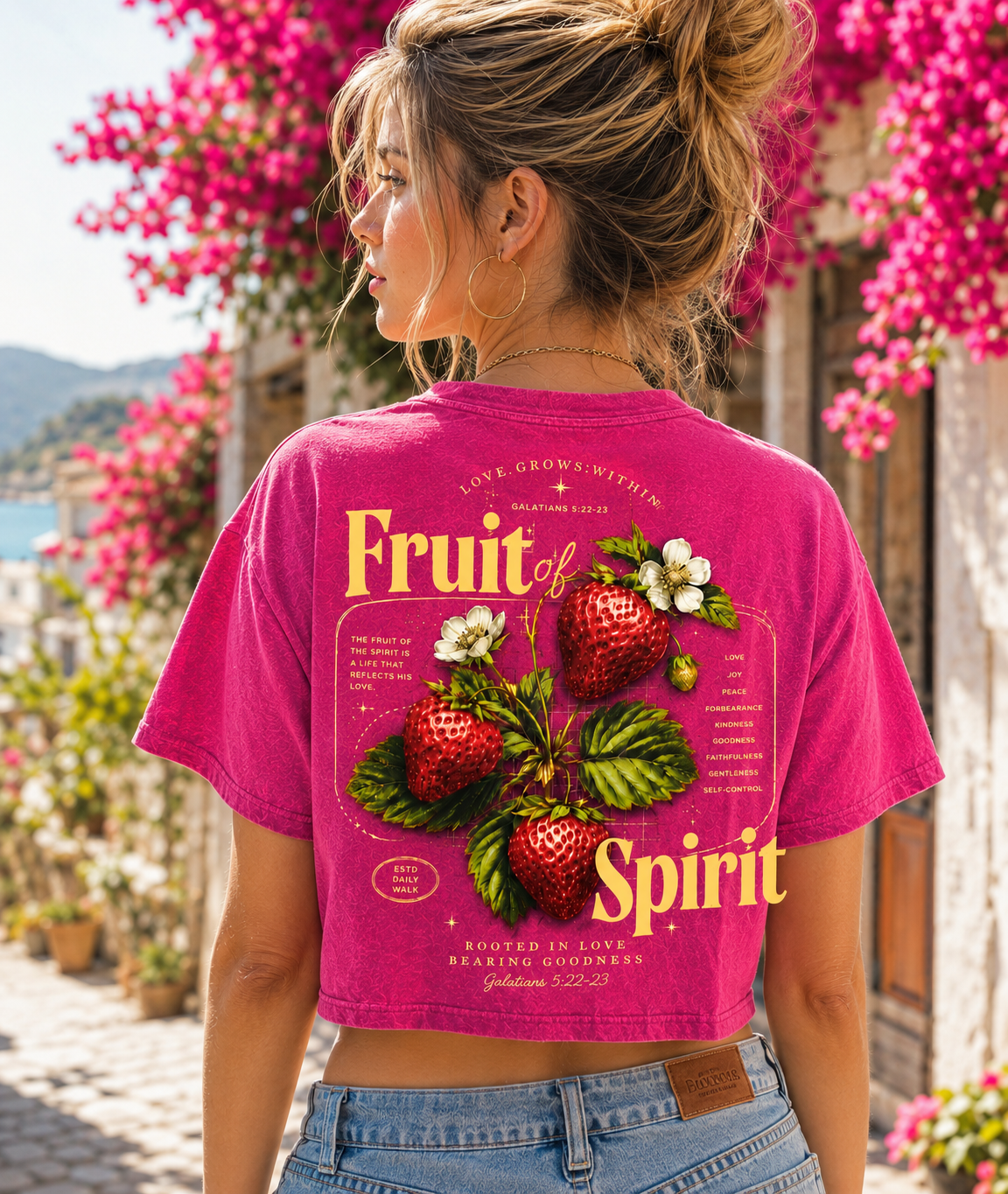 Fruit of Spirit Vintage Crop Top – Faith & Strawberry Tee