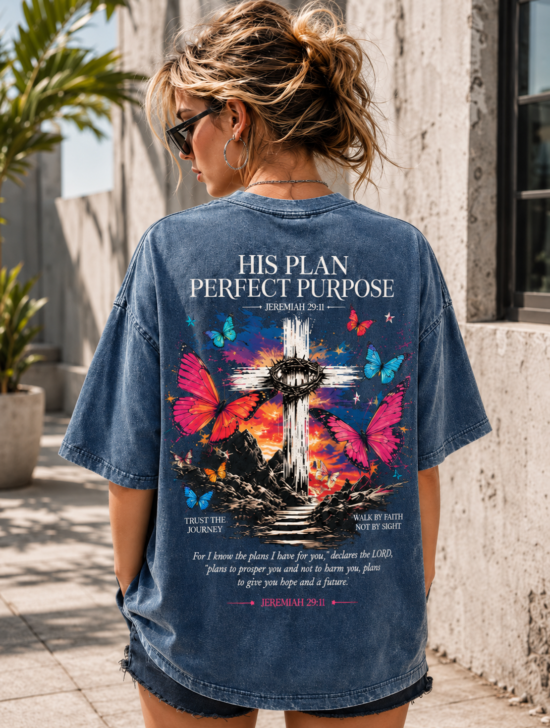 His Plan Perfect Purpose – Vintage Christian Oversized T-Shirt