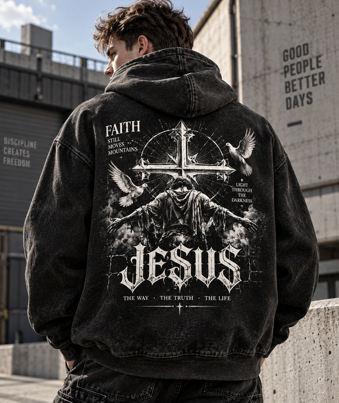 Faith Vintage Cross Hoodie – Wash Beige