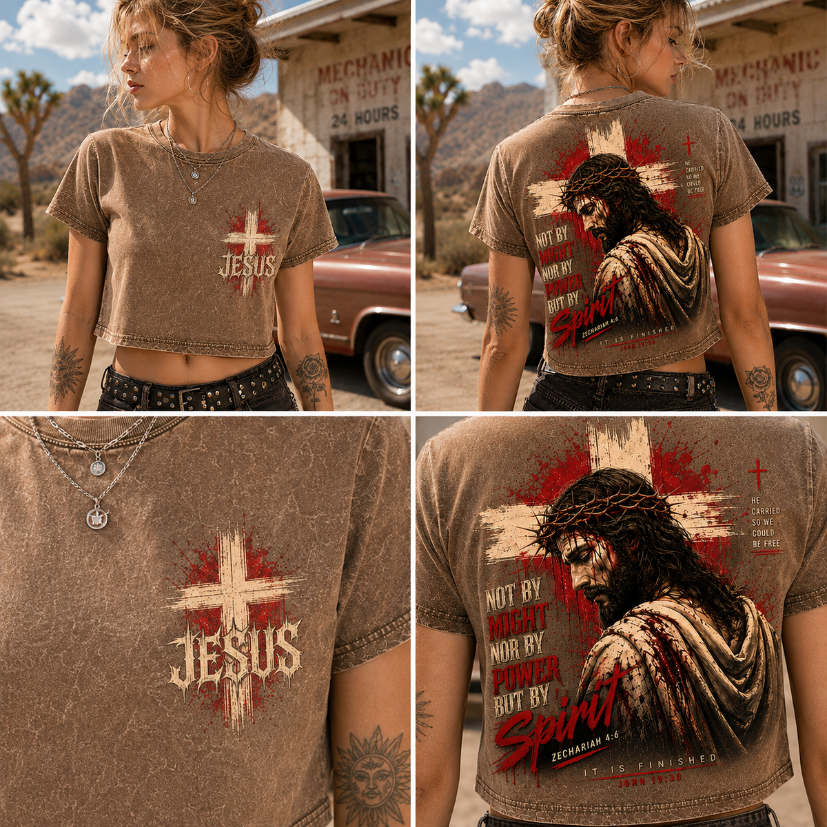 Jesus Spirit Vintage Crop Top – Faith Graphic Tee