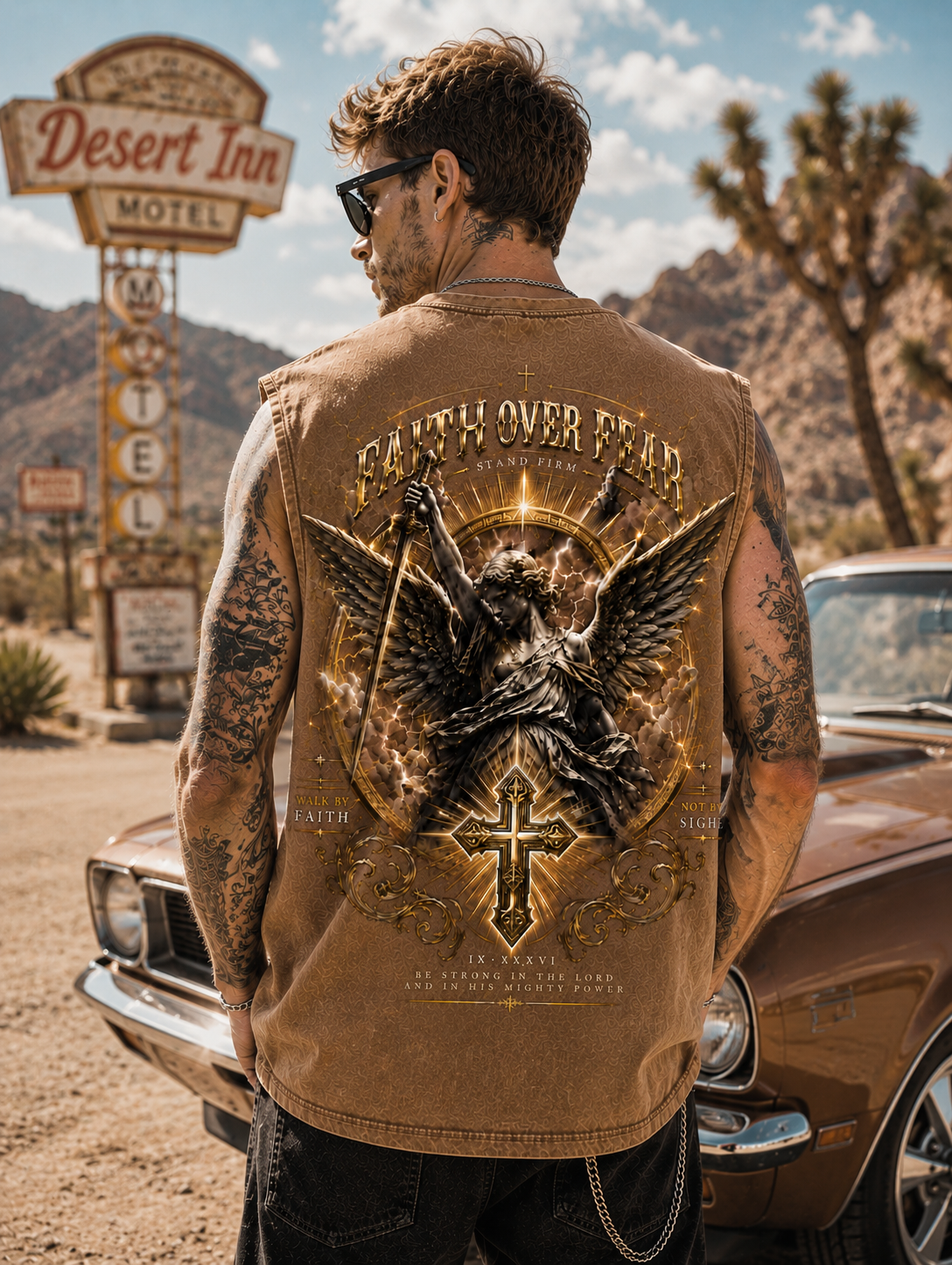 Faith Over Fear – Vintage Angel Washed Tank Top