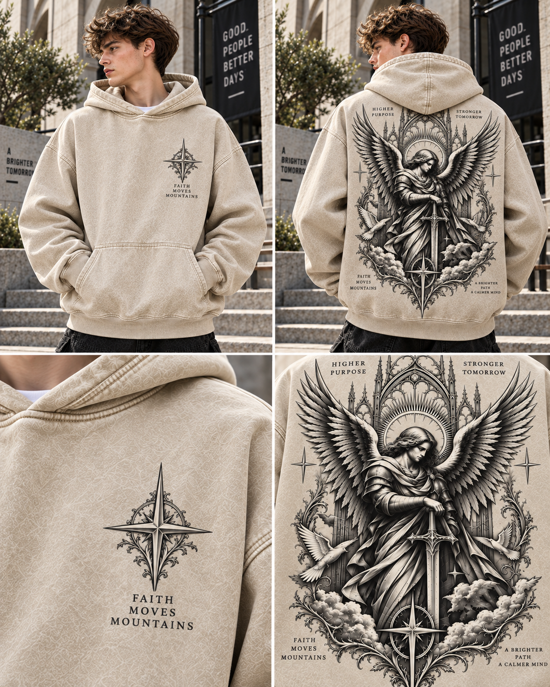 Faith Angel Vintage Hoodie – Faith Moves Mountains