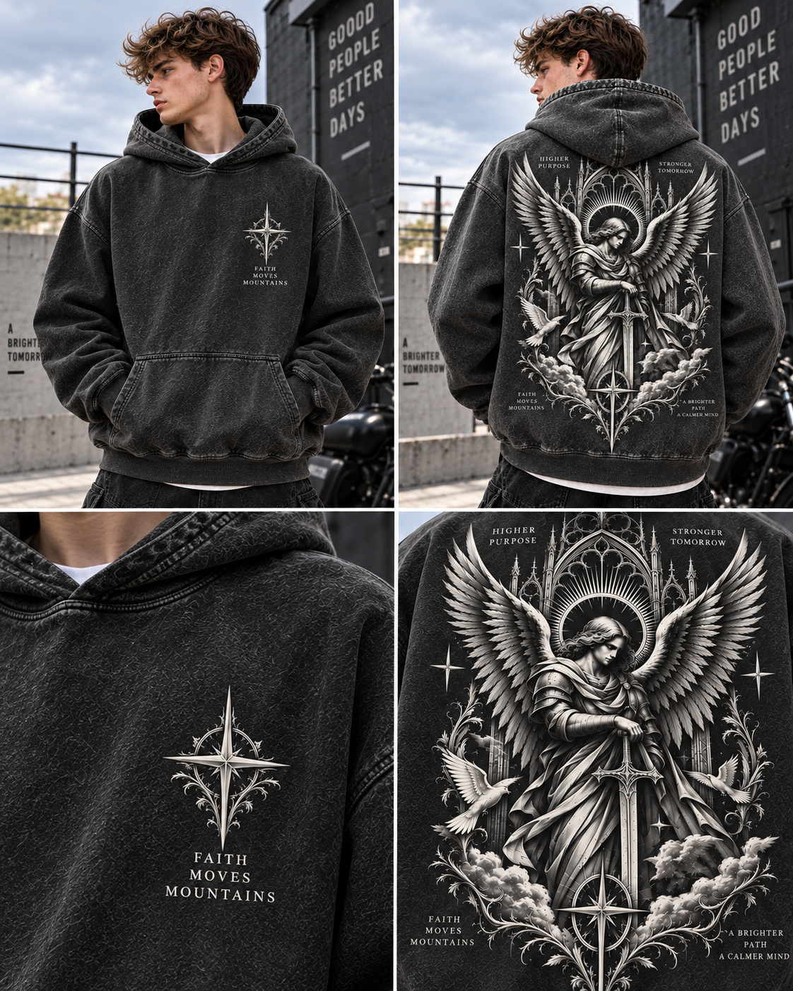 Faith Angel Vintage Hoodie – Faith Moves Mountains
