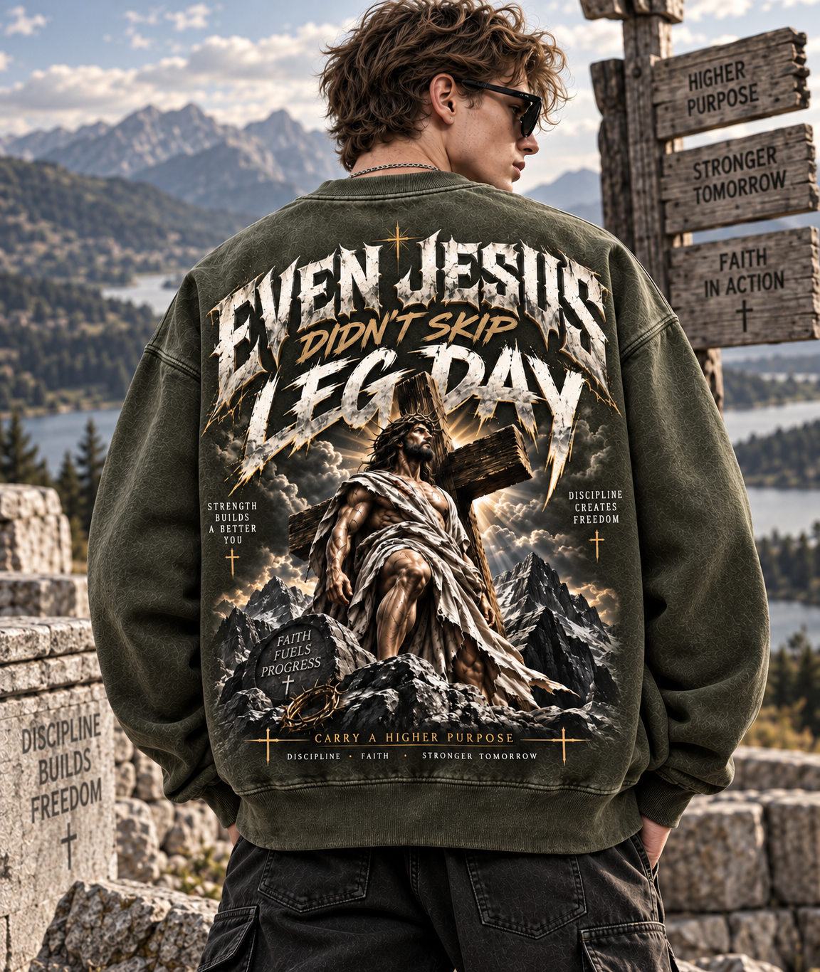 Even Jesus Didn’t Skip Leg Day – Vintage Faith Sweatshirt
