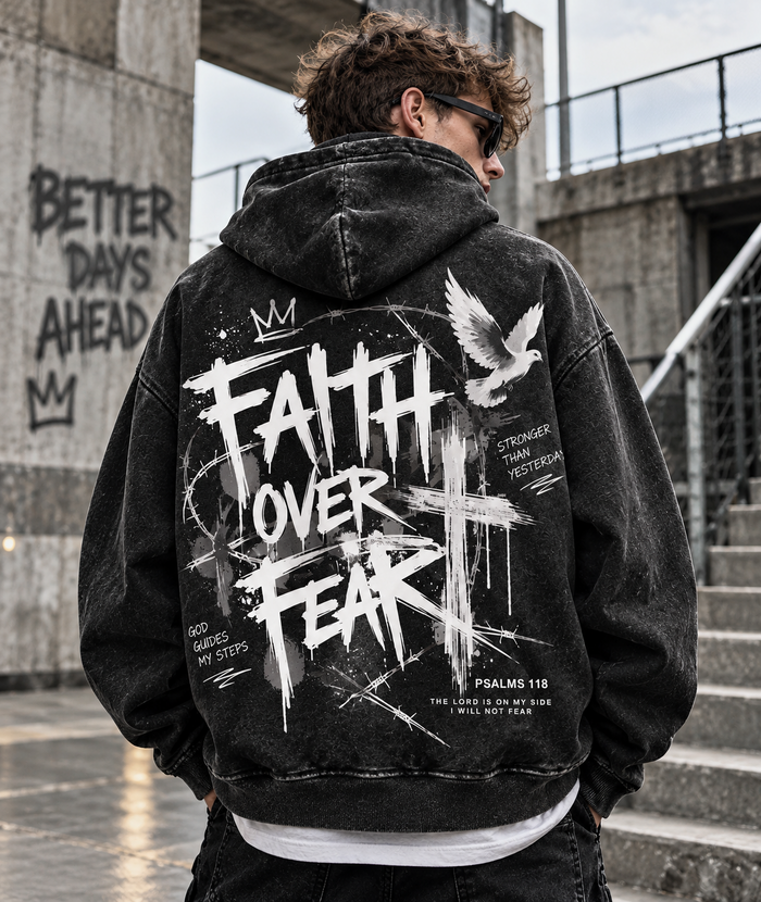Faith Over Fear – Vintage Washed Hoodie