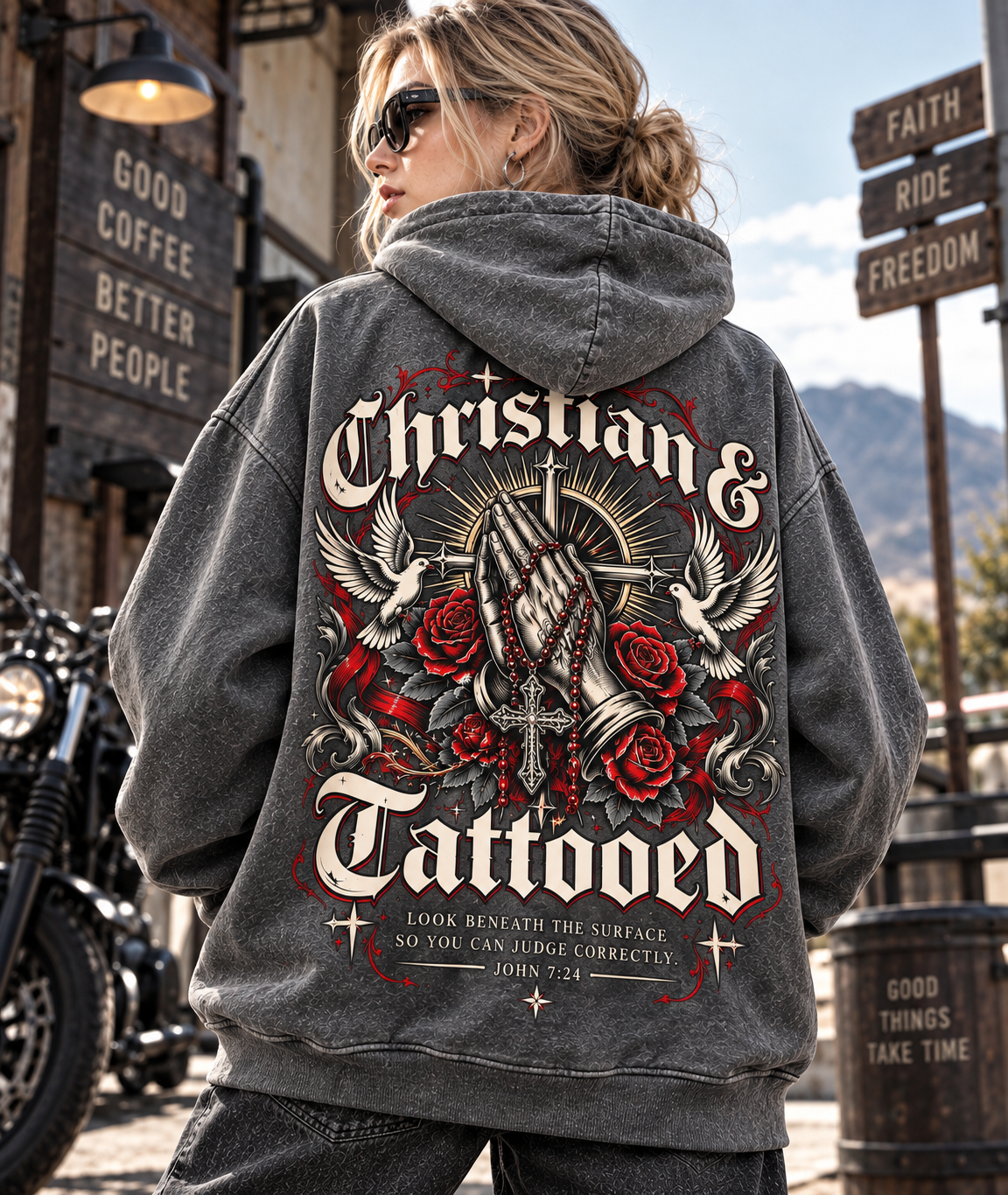 Christian & Tattooed Vintage Hoodie – Gothic Faith