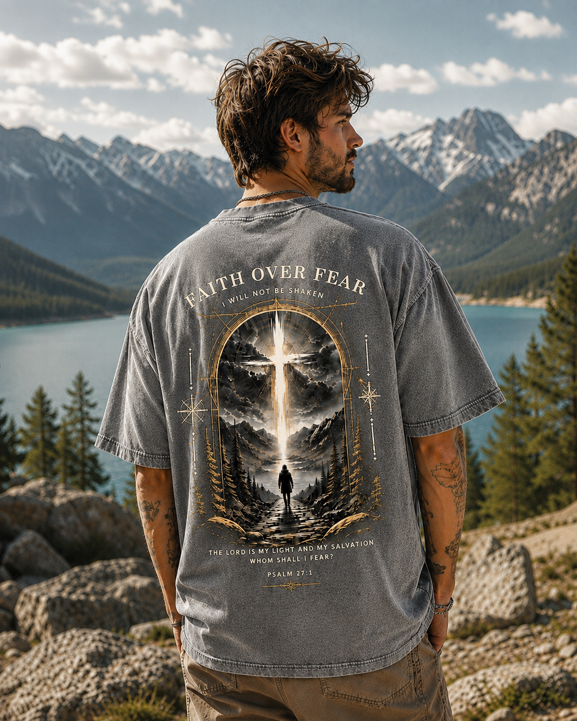 Faith Over Fear Vintage Graphic Tee – Premium Washed T-Shirt