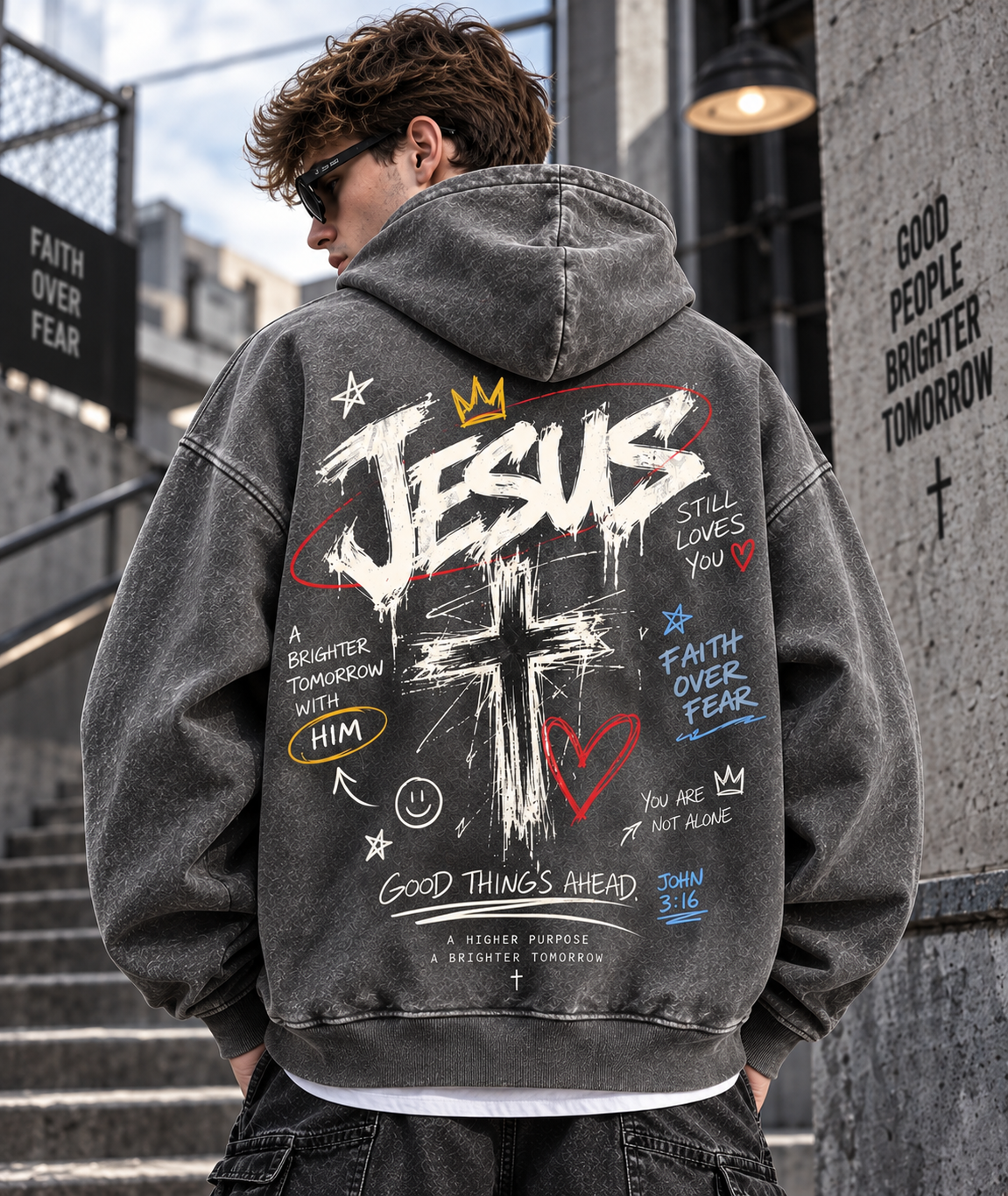 JESUS Faith Over Fear – Vintage Wash Hoodie