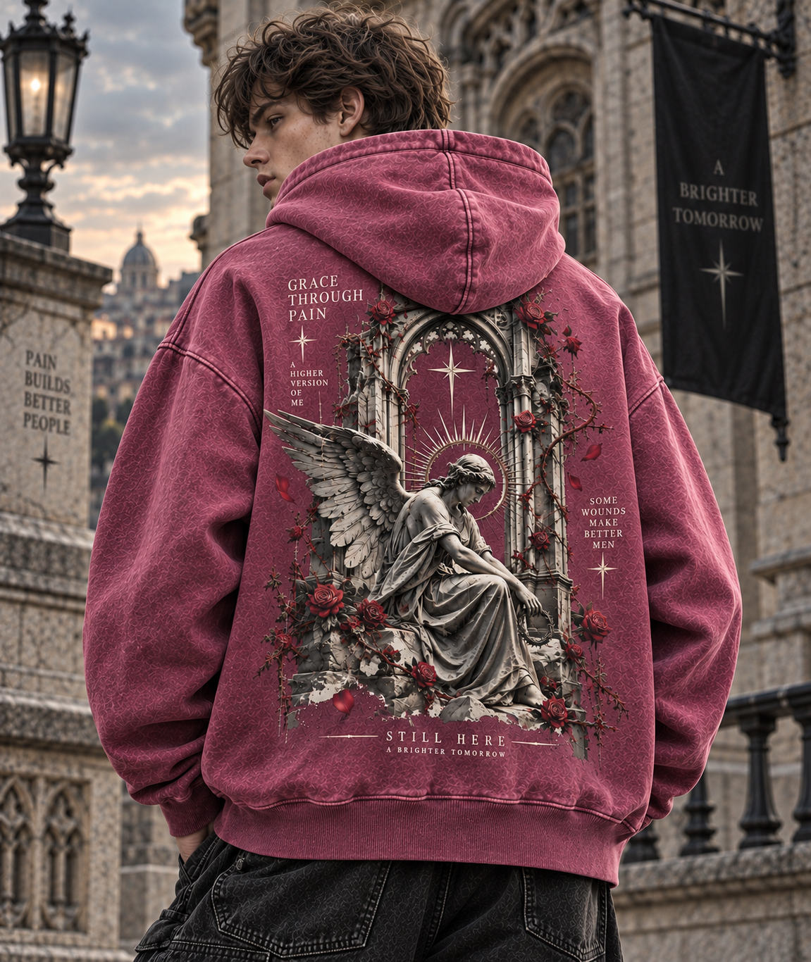Still Here – Gothic Angel Vintage Hoodie