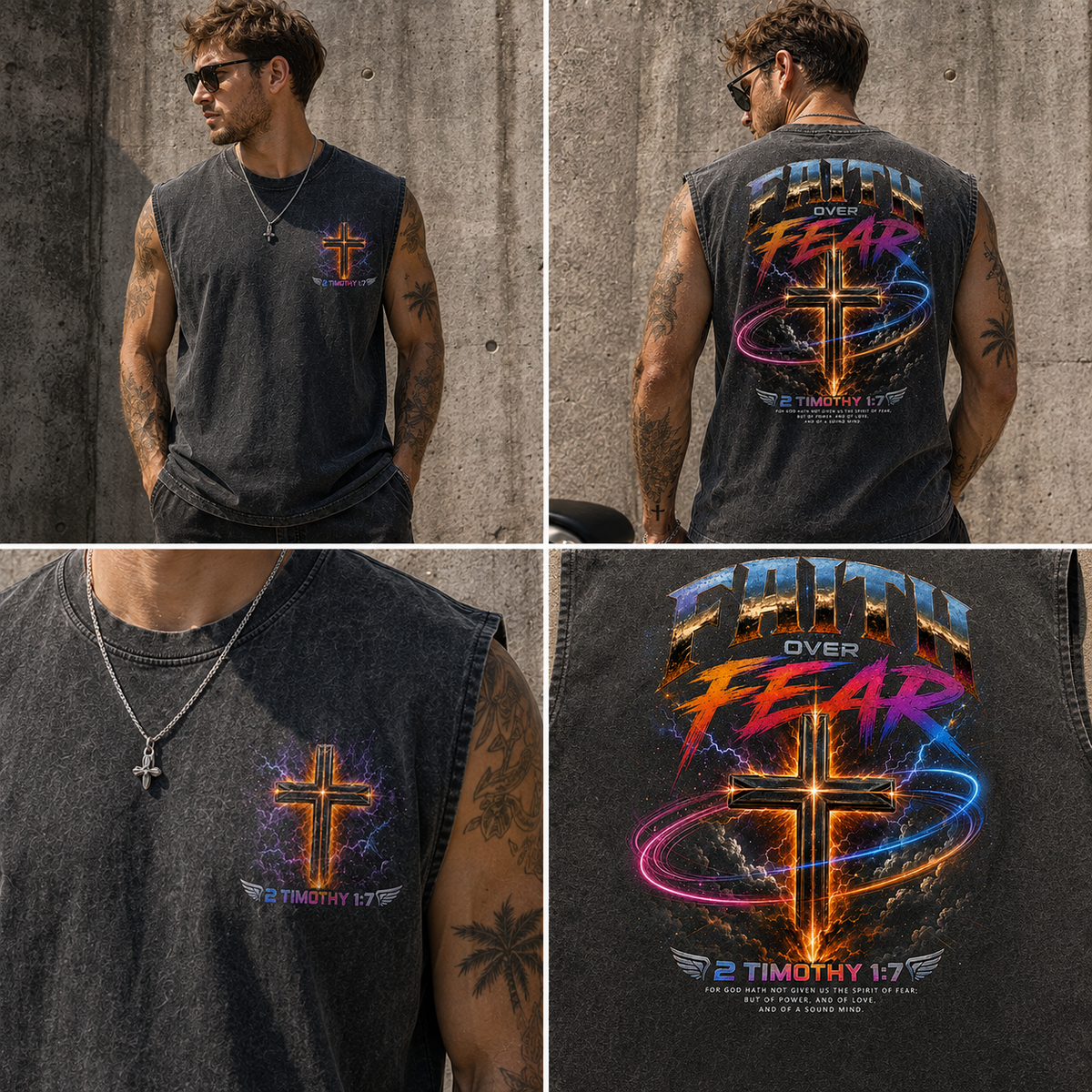 Faith Over Fear Vintage Washed Tank