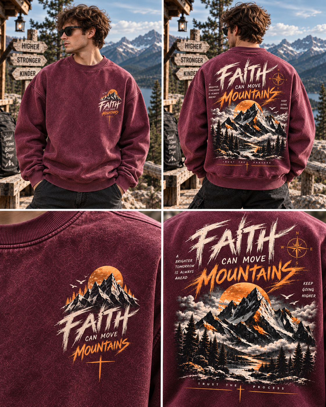 Faith Can Move Mountains – Vintage Mountain Sweatshirt