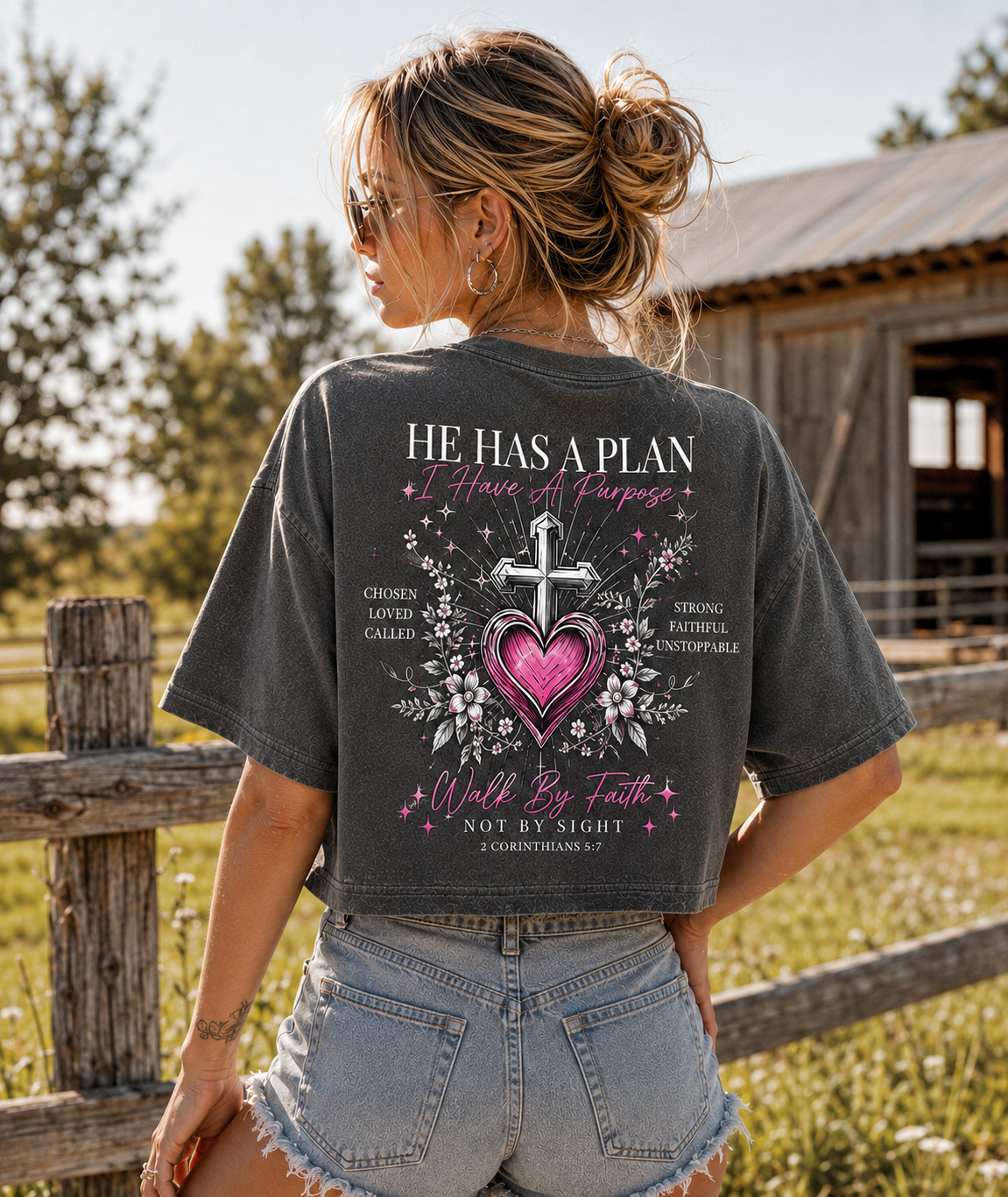 Faith Over Fear – He Has a Plan Crop Top
