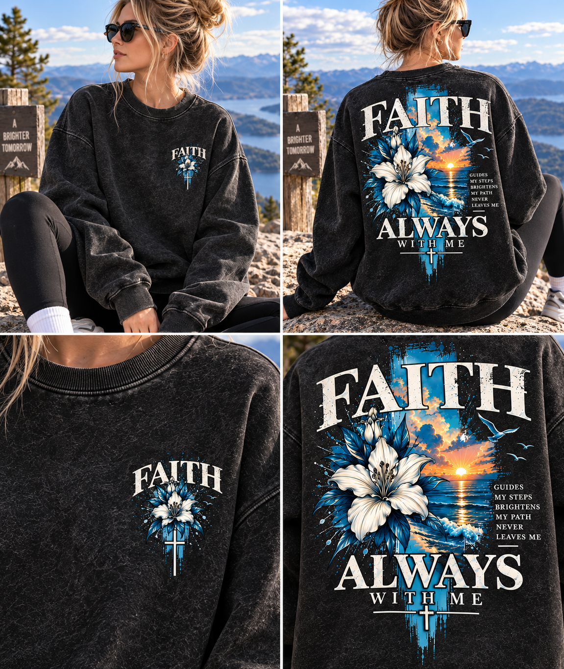 Faith Always With Me – Vintage Floral Sweatshirt
