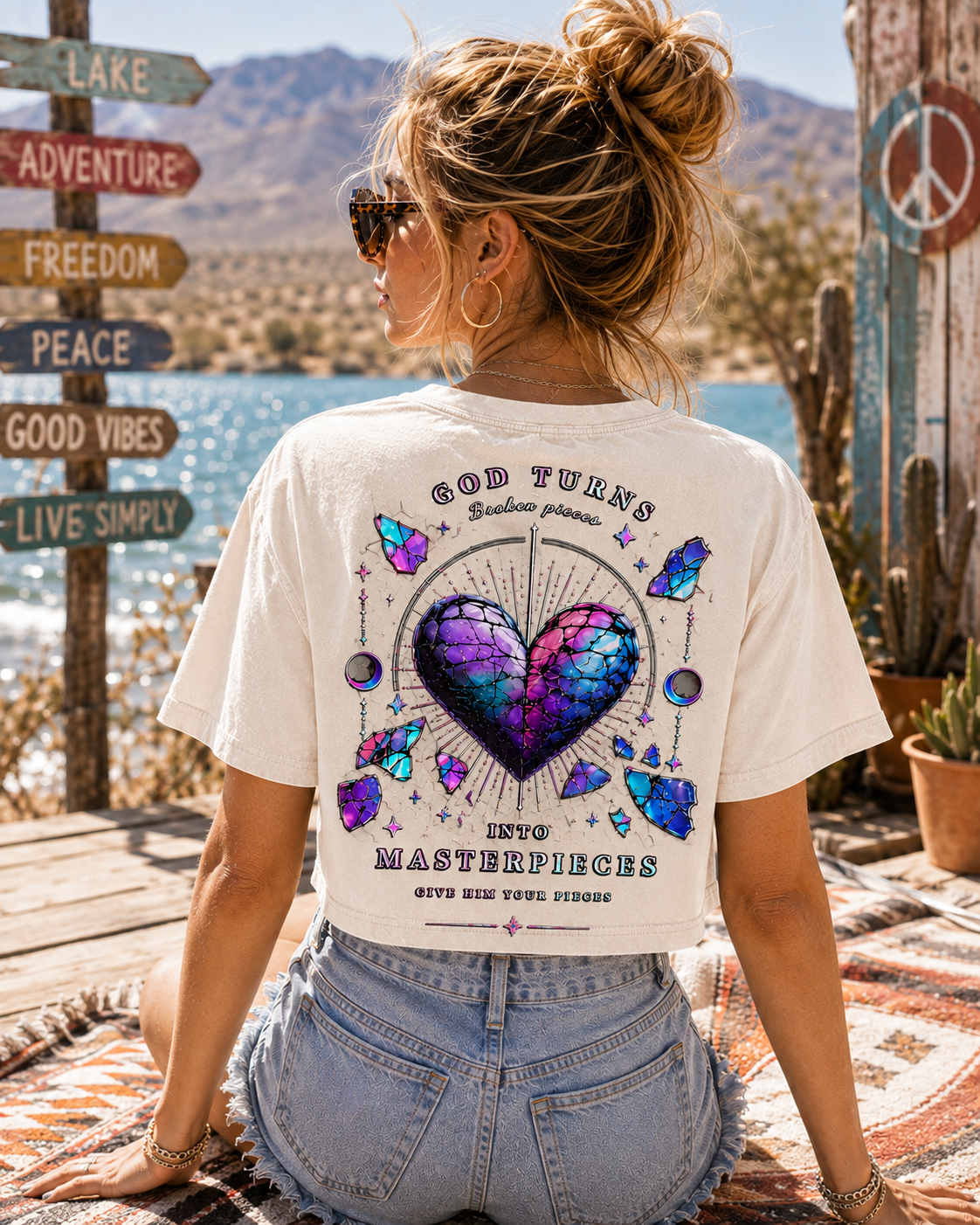 God Turns Broken Pieces – Vintage Graphic Crop Top