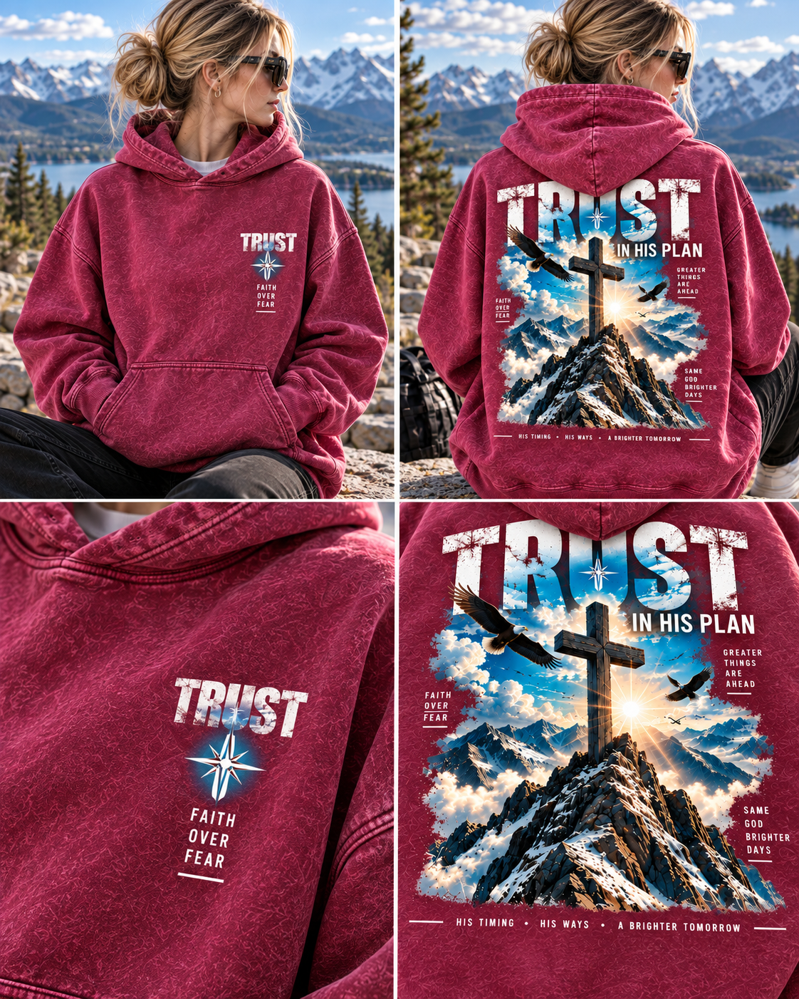 Trust In His Plan Hoodie – Vintage Mountain Faith
