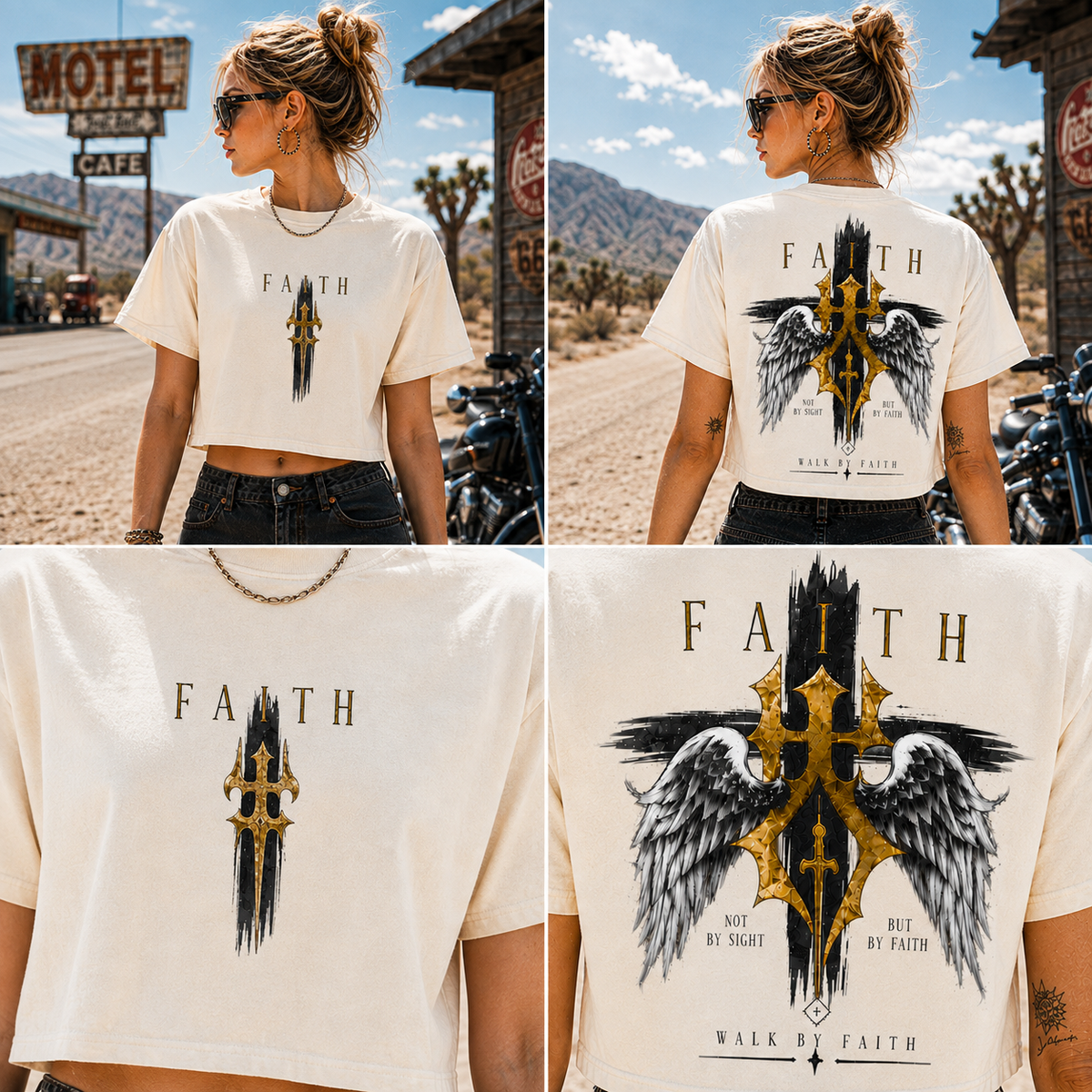 Faith Walk Vintage Crop Top – Faith Wings Graphic Tee