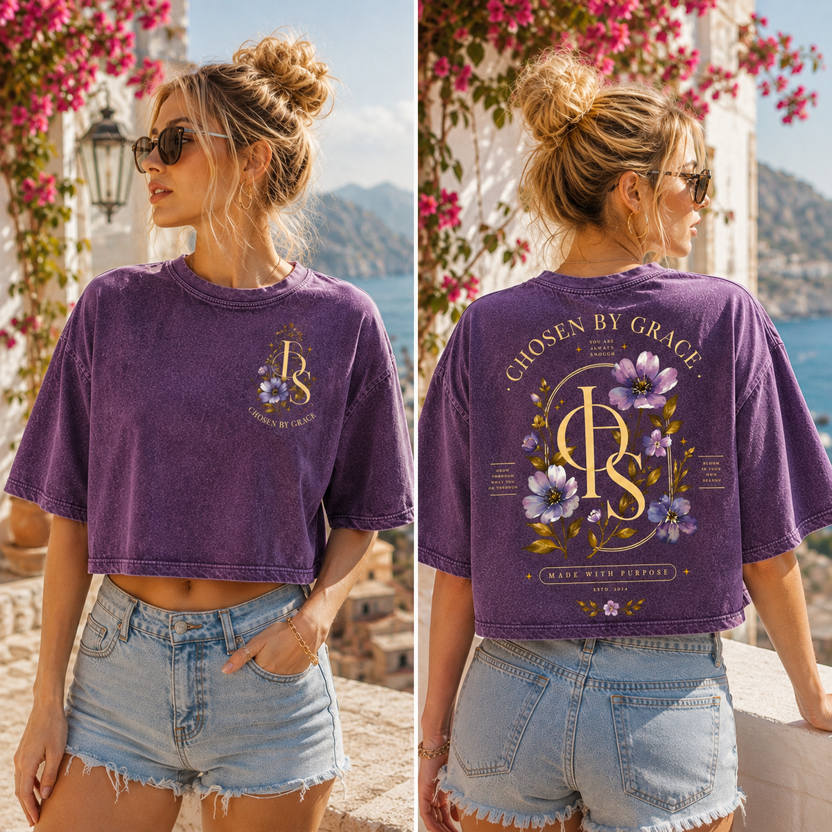 Chosen By Grace – Vintage Washed Graphic Crop Top