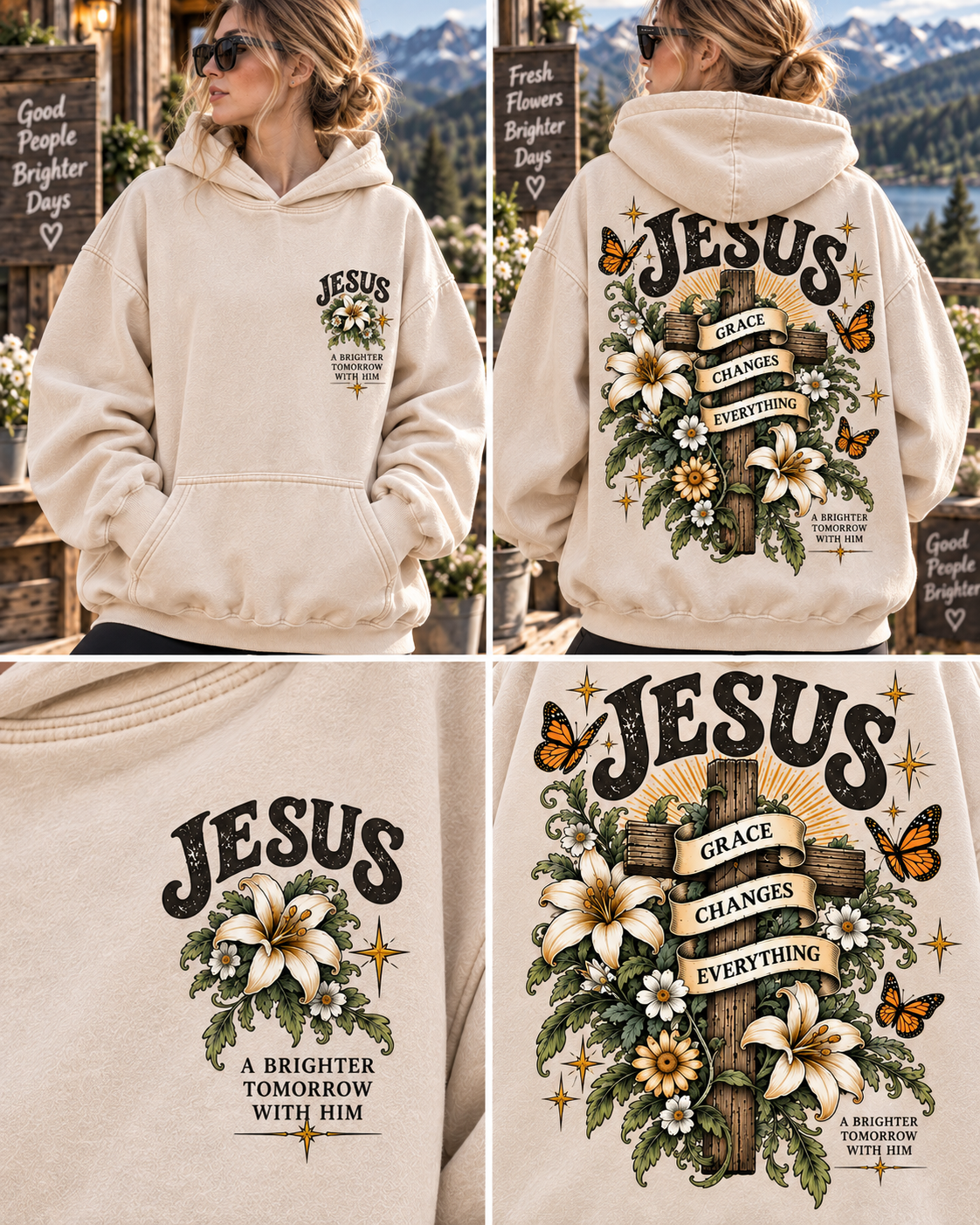 Jesus Grace Changes Everything – Vintage Christian Hoodie