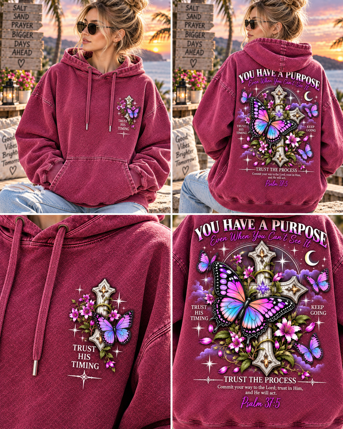 You Have a Purpose – Vintage Faith Butterfly Hoodie