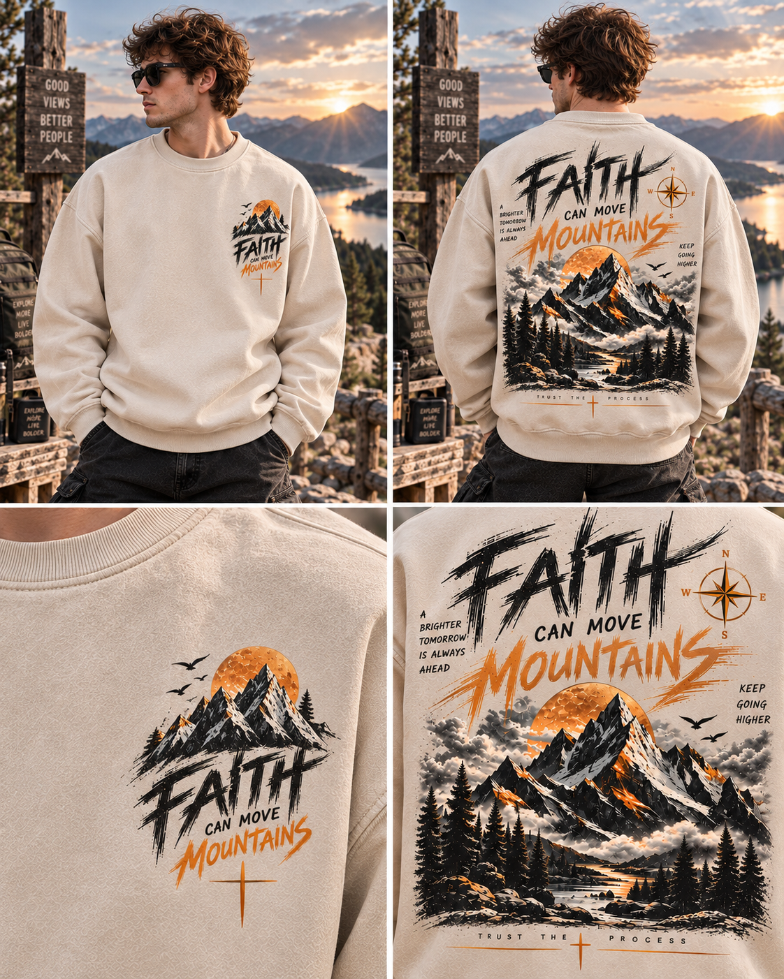 Faith Can Move Mountains – Vintage Mountain Sweatshirt