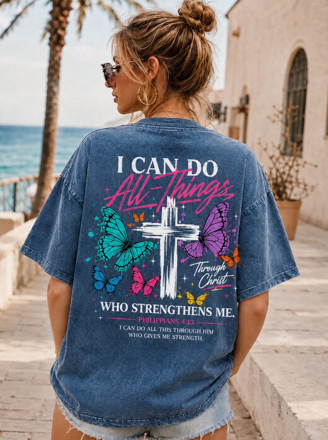 Faith Over Fear – Vintage Butterfly Cross T-Shirt
