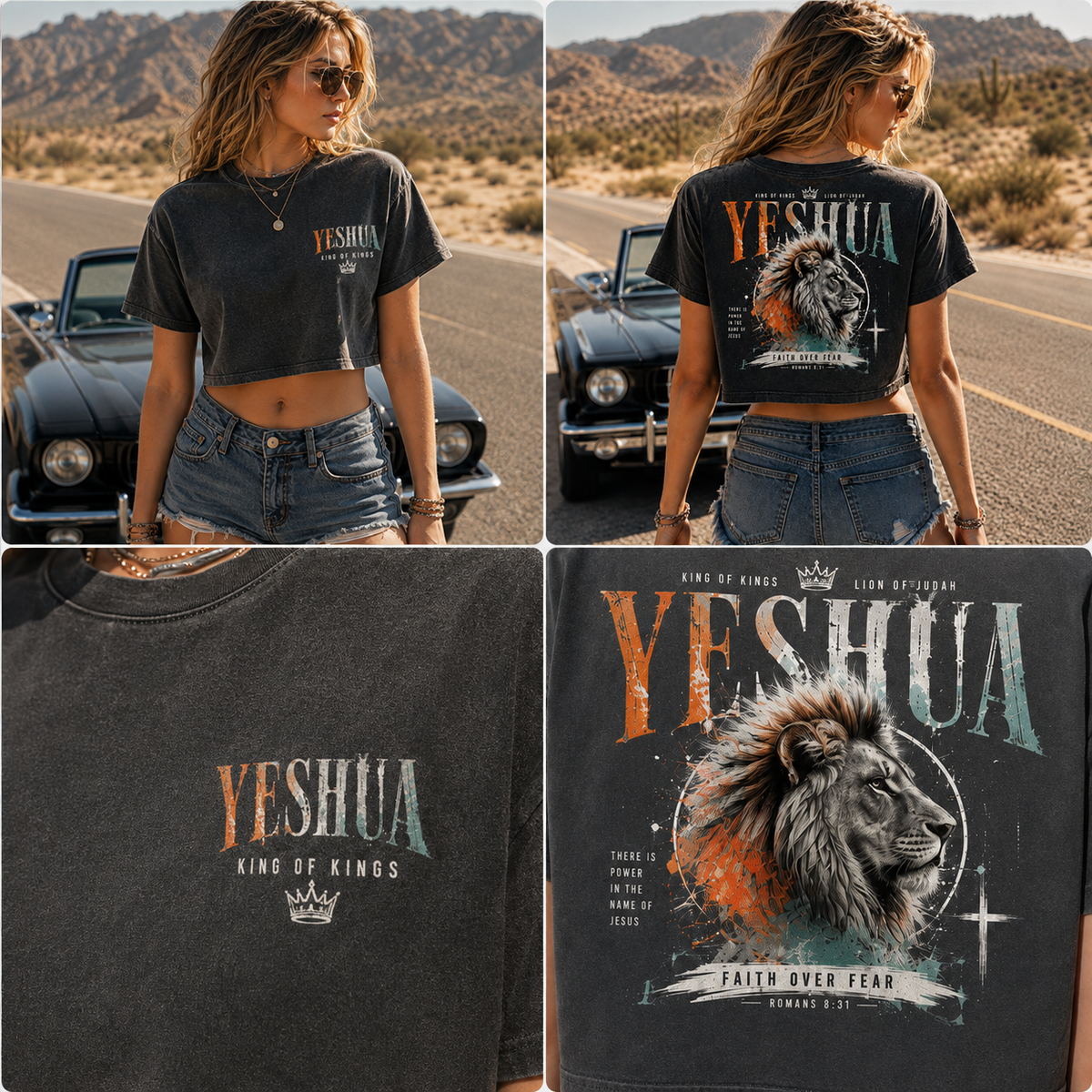 YESHUA Lion of Judah Crop Top – Vintage Faith Tee