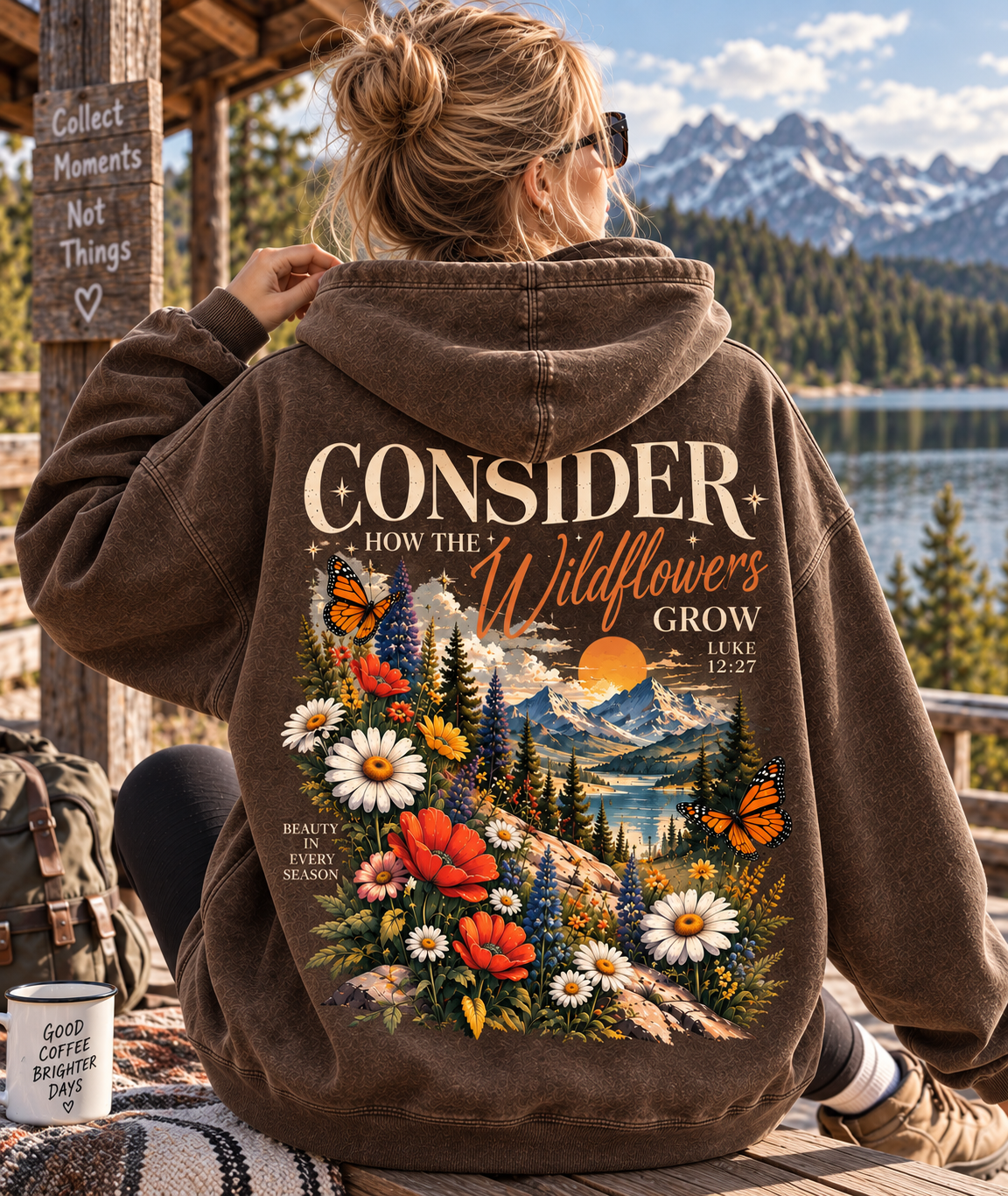Consider Wildflowers Vintage Hoodie – Mountain & Floral