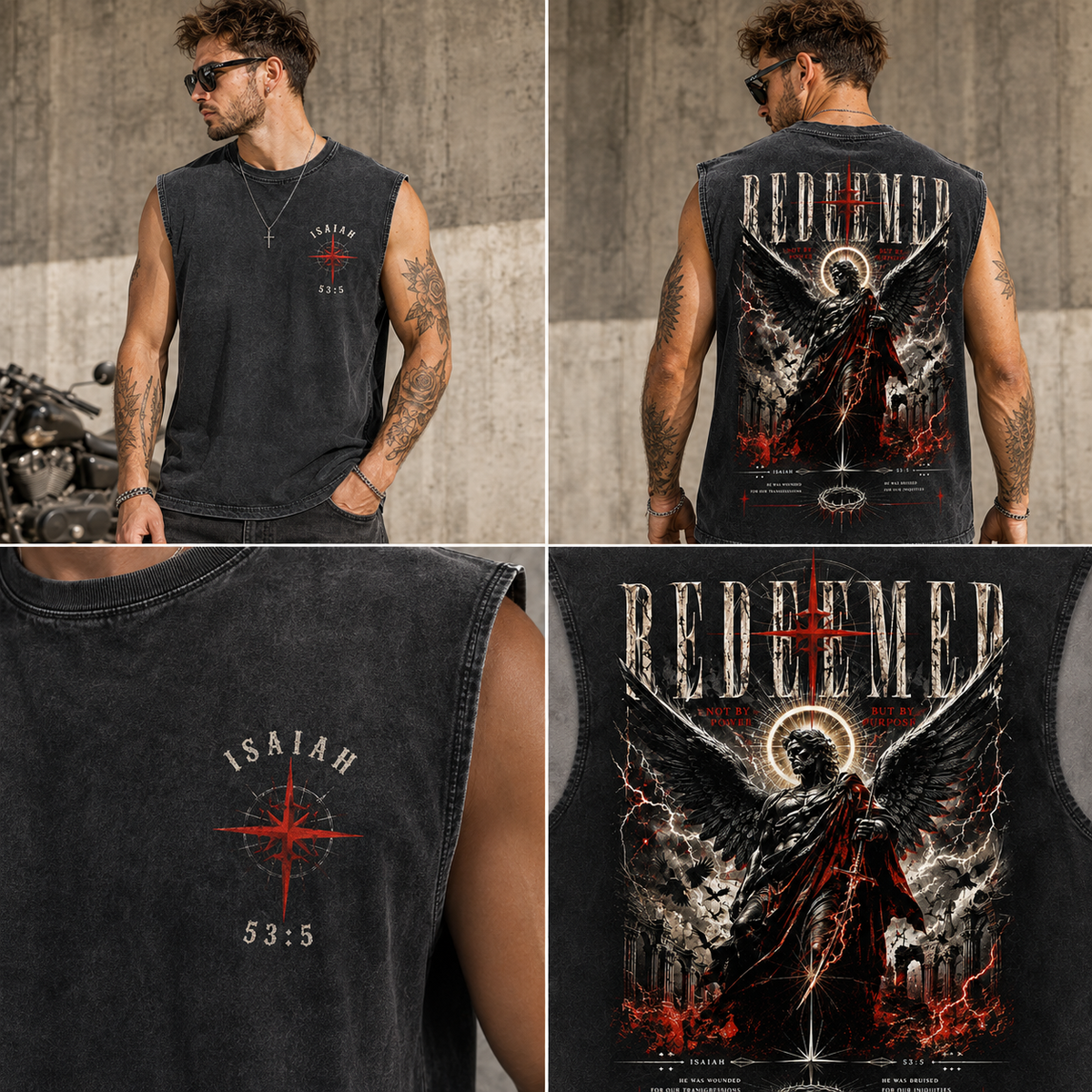 Redeemed Angel Washed Black Tank