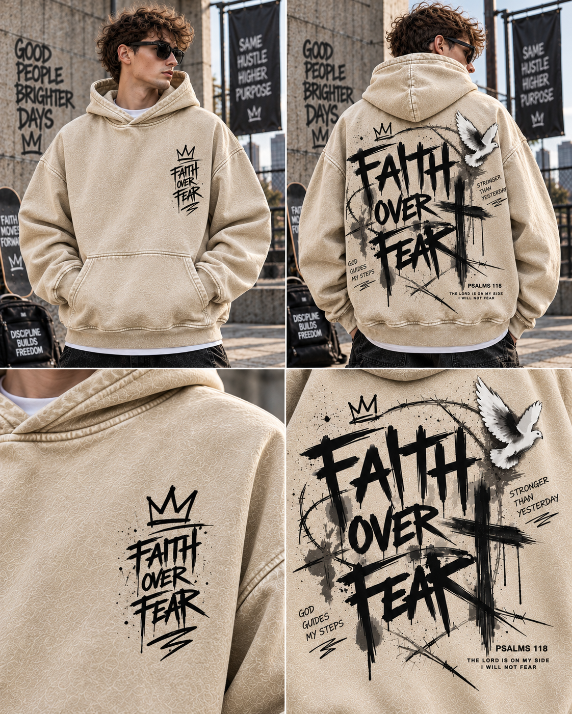 Faith Over Fear – Vintage Washed Hoodie